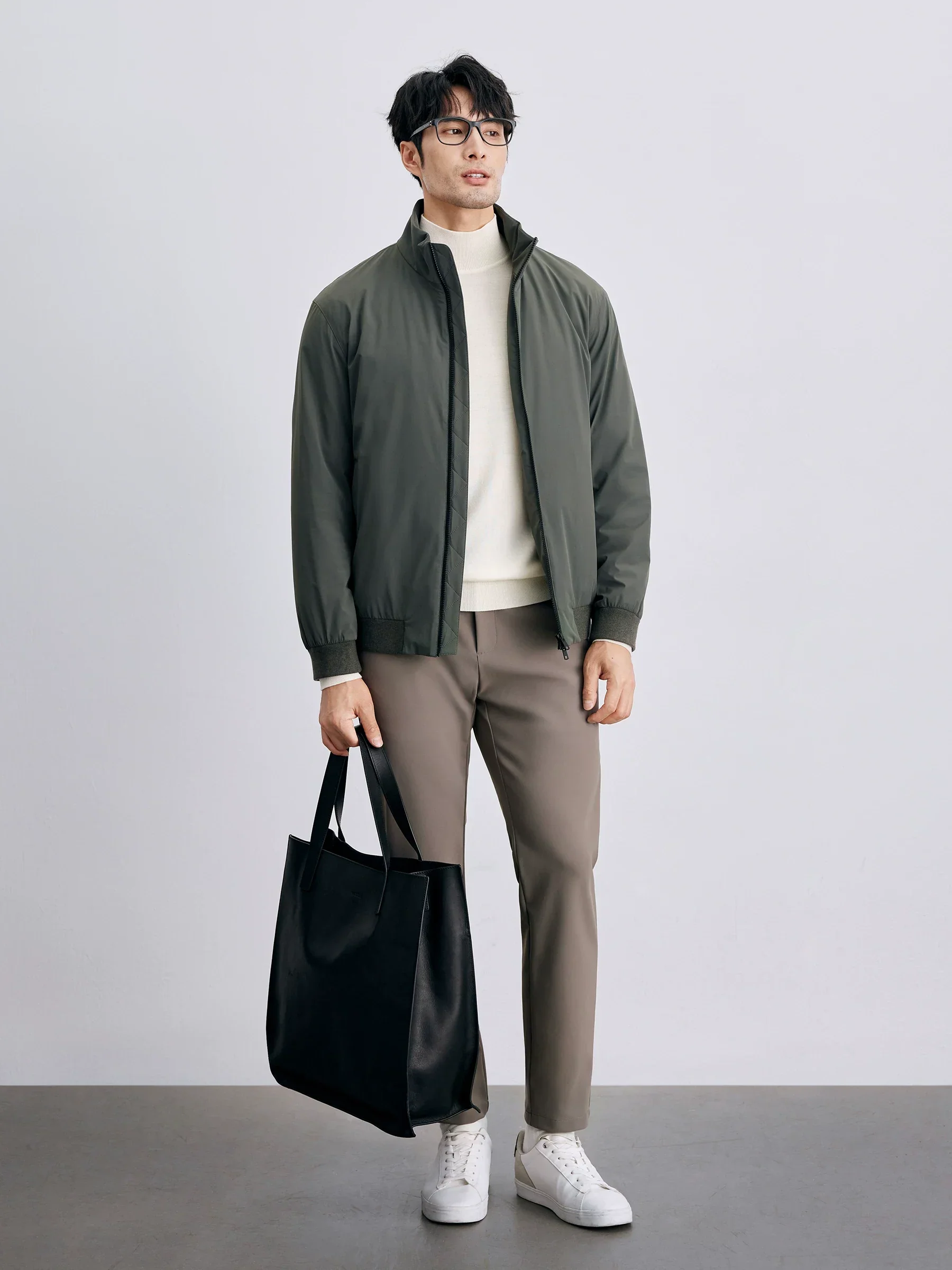 Cotton-Filled Stand-Collar Zip Jacket