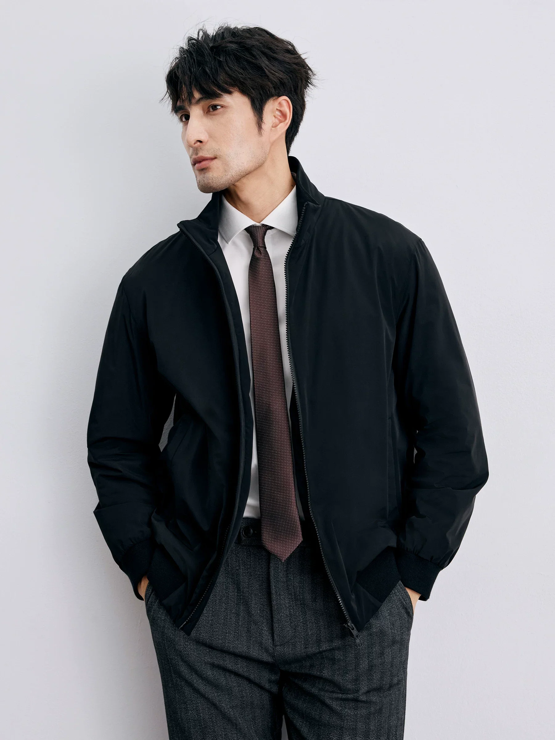 Cotton-Filled Stand-Collar Zip Jacket - Image 2
