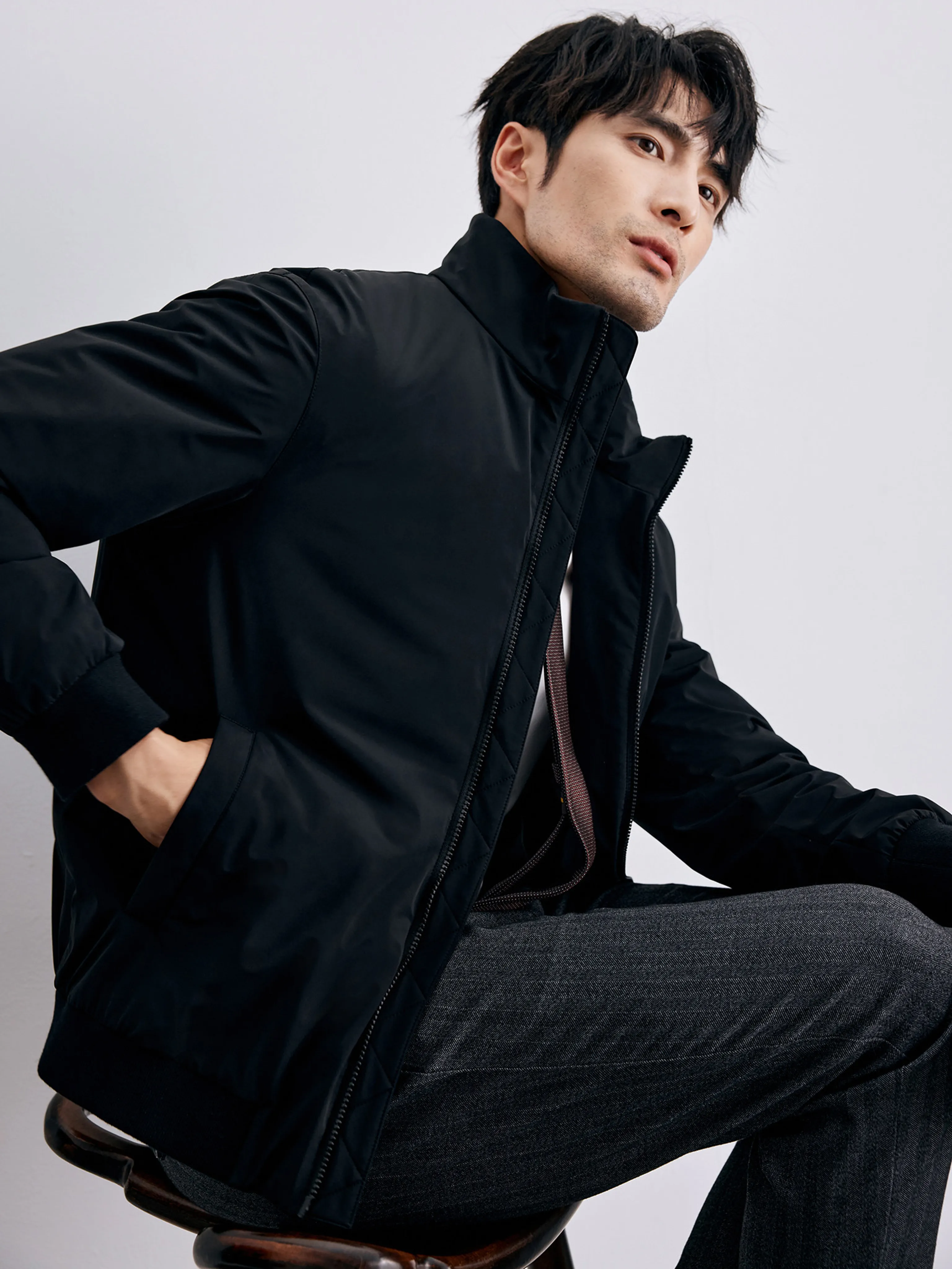 Cotton-Filled Stand-Collar Zip Jacket - Image 5