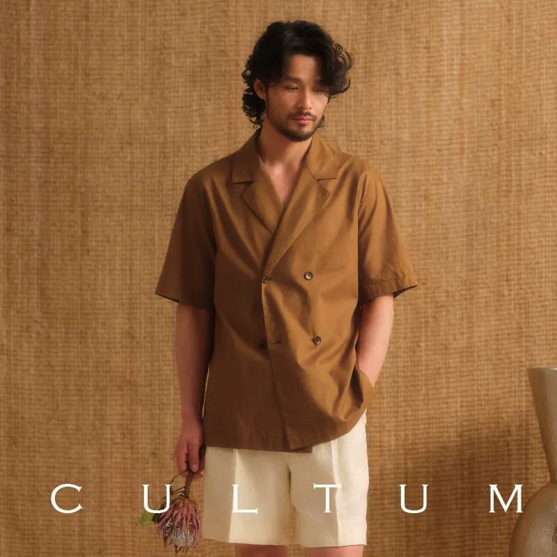 Cotton-Linen Double-Breasted Short-Sleeve Shirt - Image 6