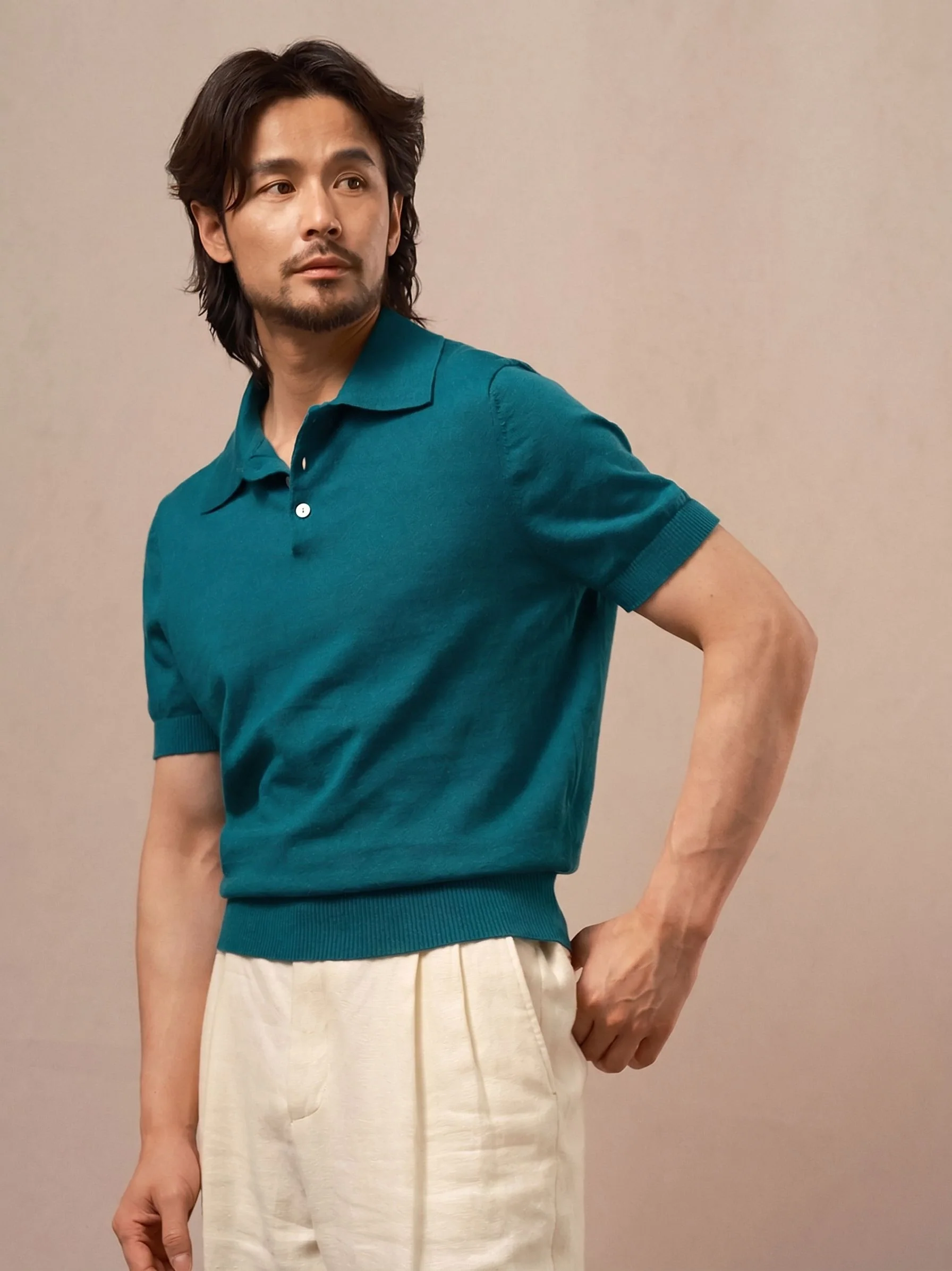 Cotton Linen Knit Polo - Image 3