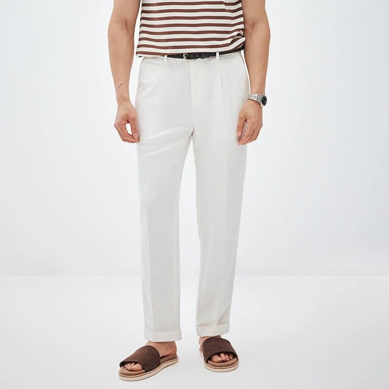 Cotton-Linen Pleated Trousers - Image 6