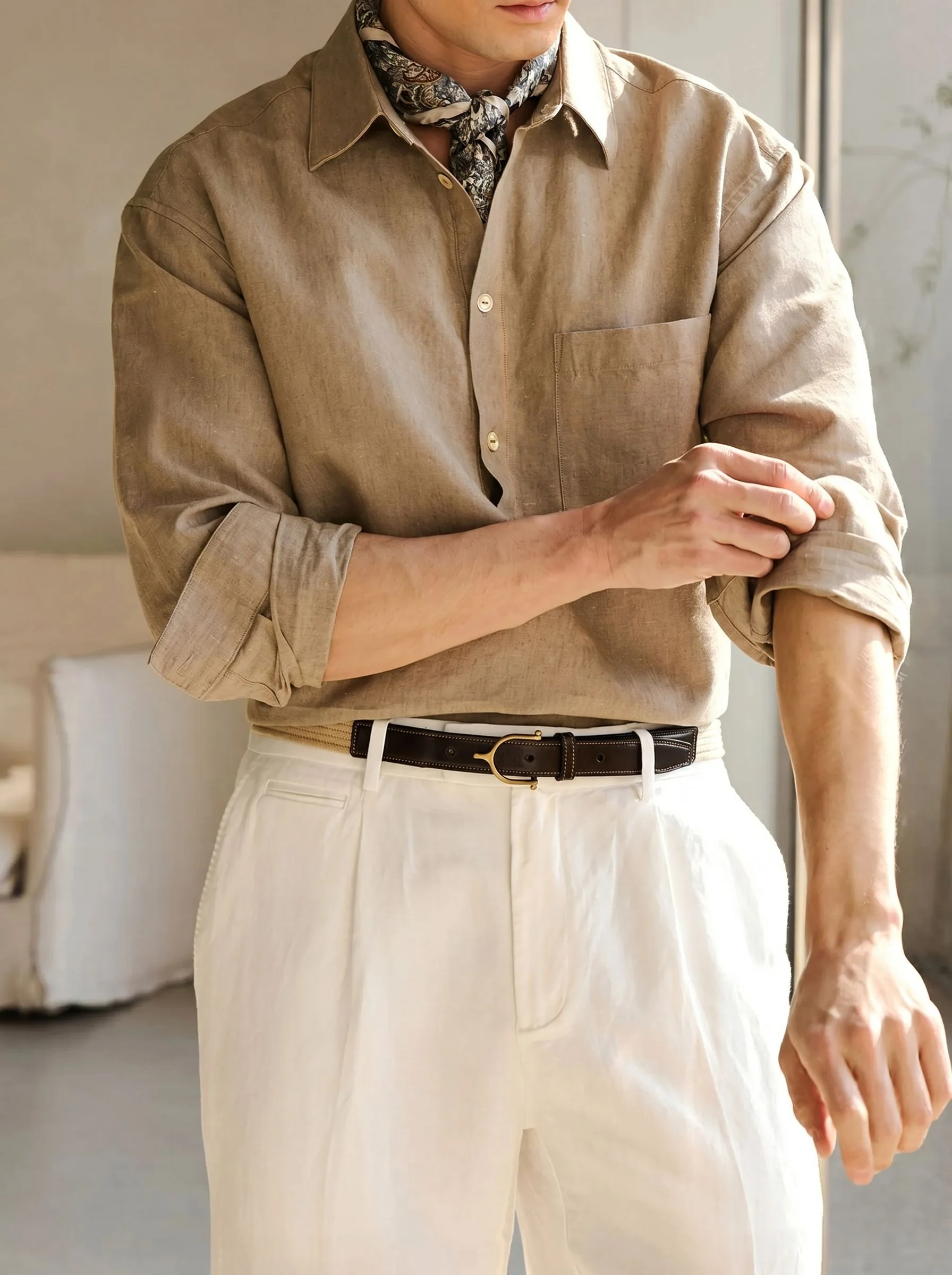 Cotton-Linen Popover Shirt - Image 3