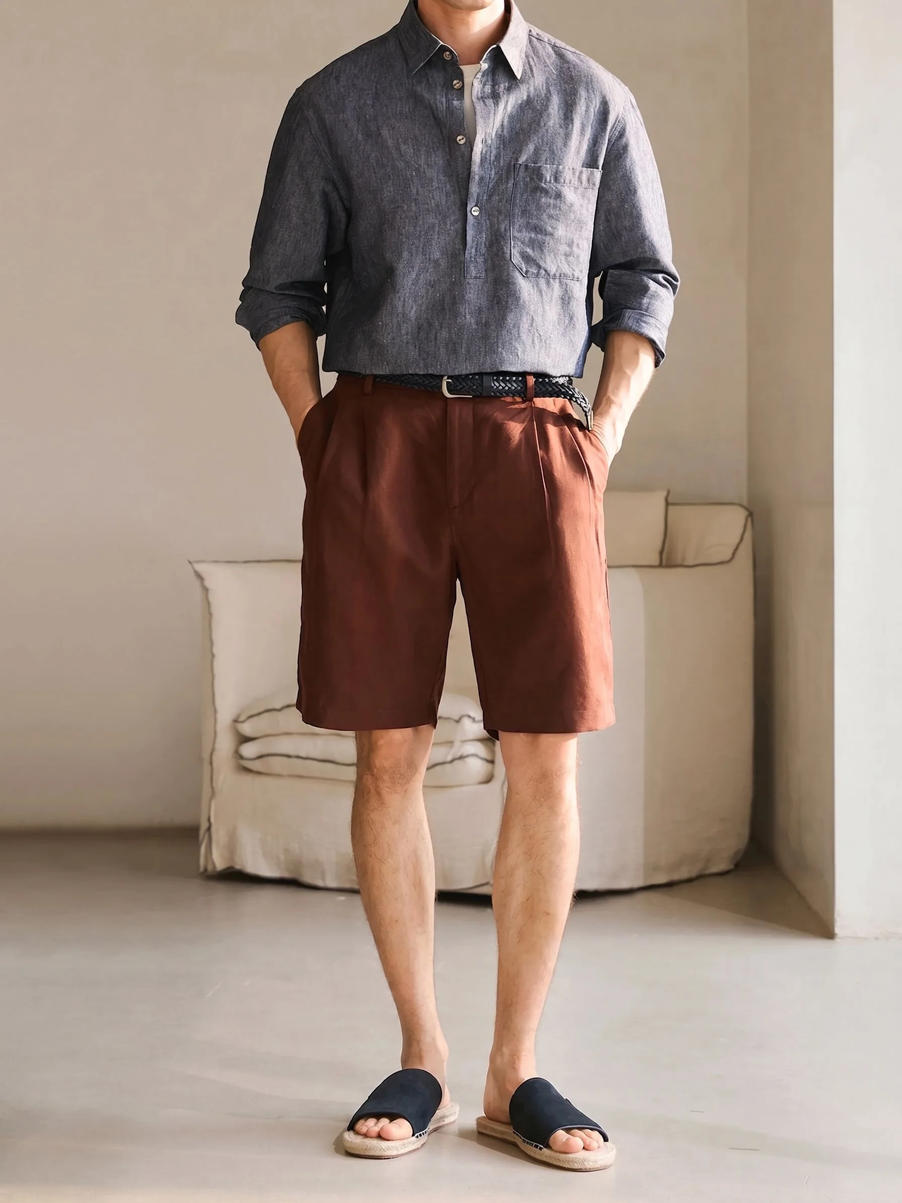 Cotton-Linen Popover Shirt - Image 4