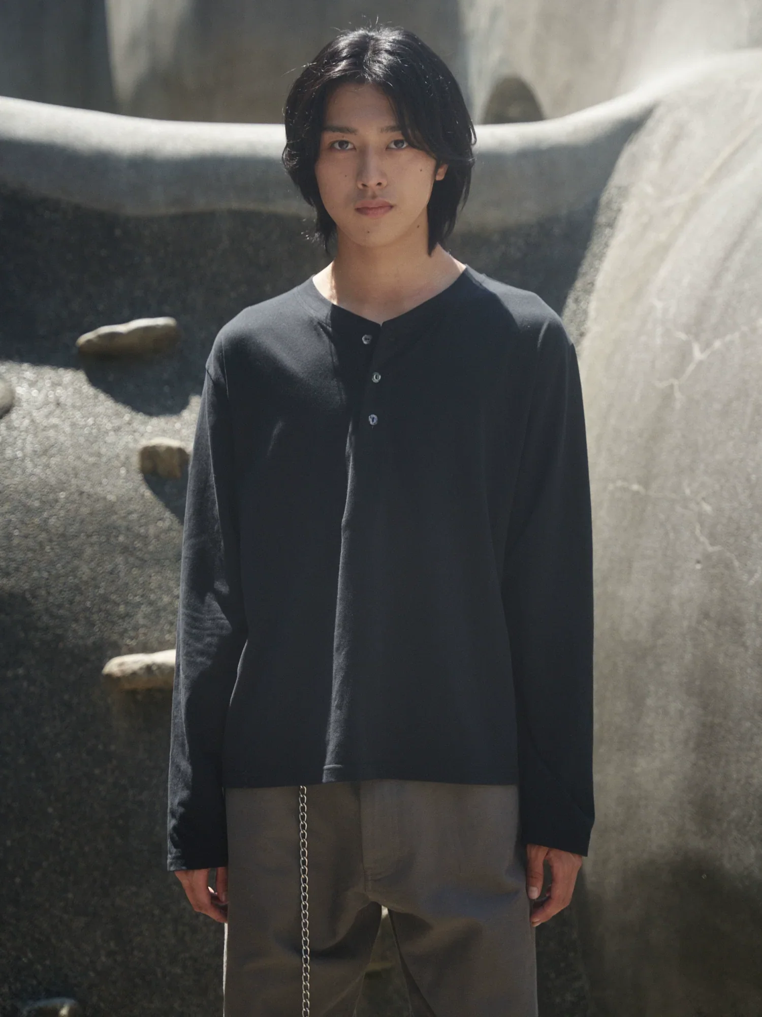 Cotton Stretch Henley Long-Sleeve Tee - Image 4