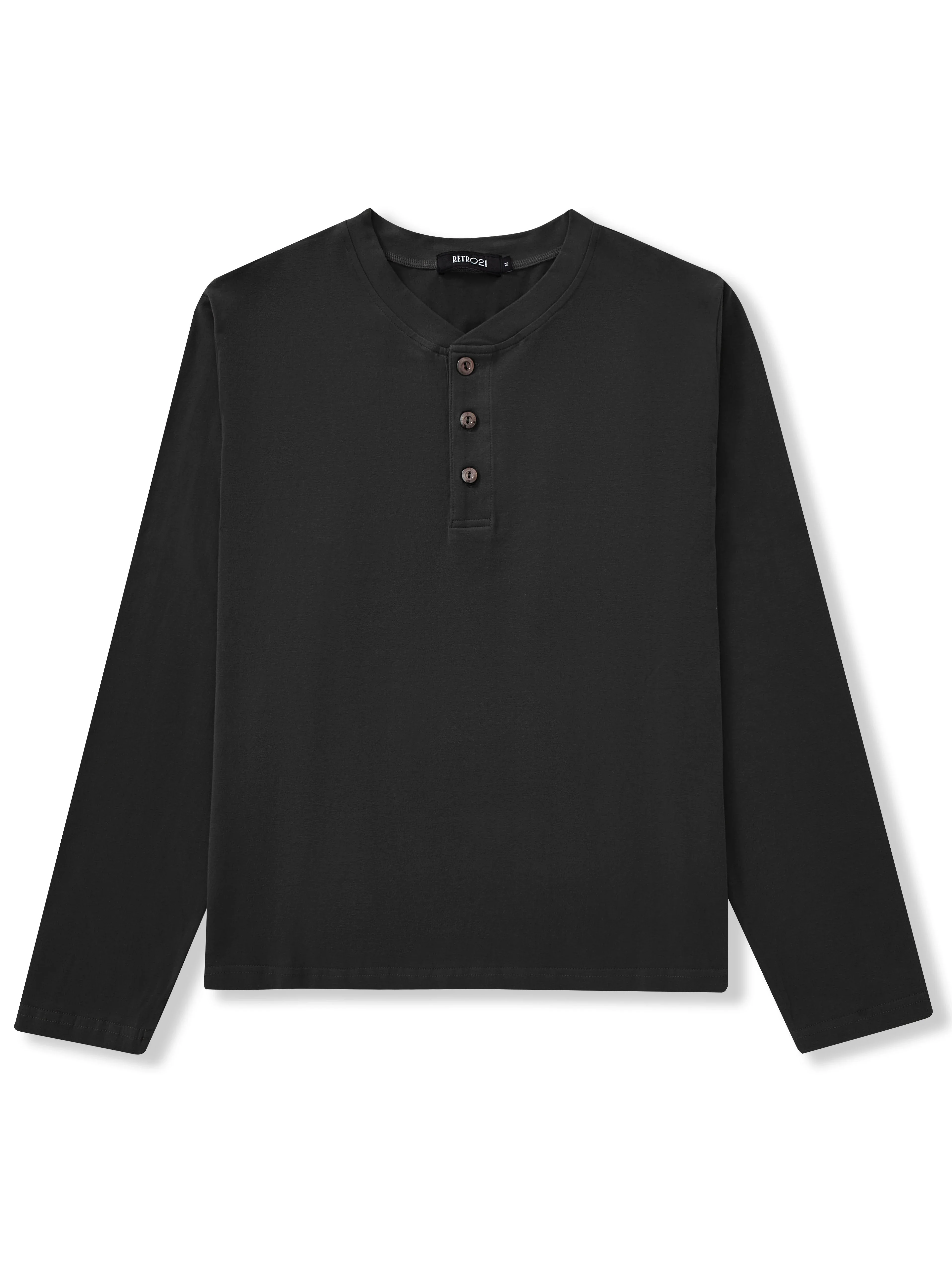 Cotton Stretch Henley Long-Sleeve Tee - Image 7