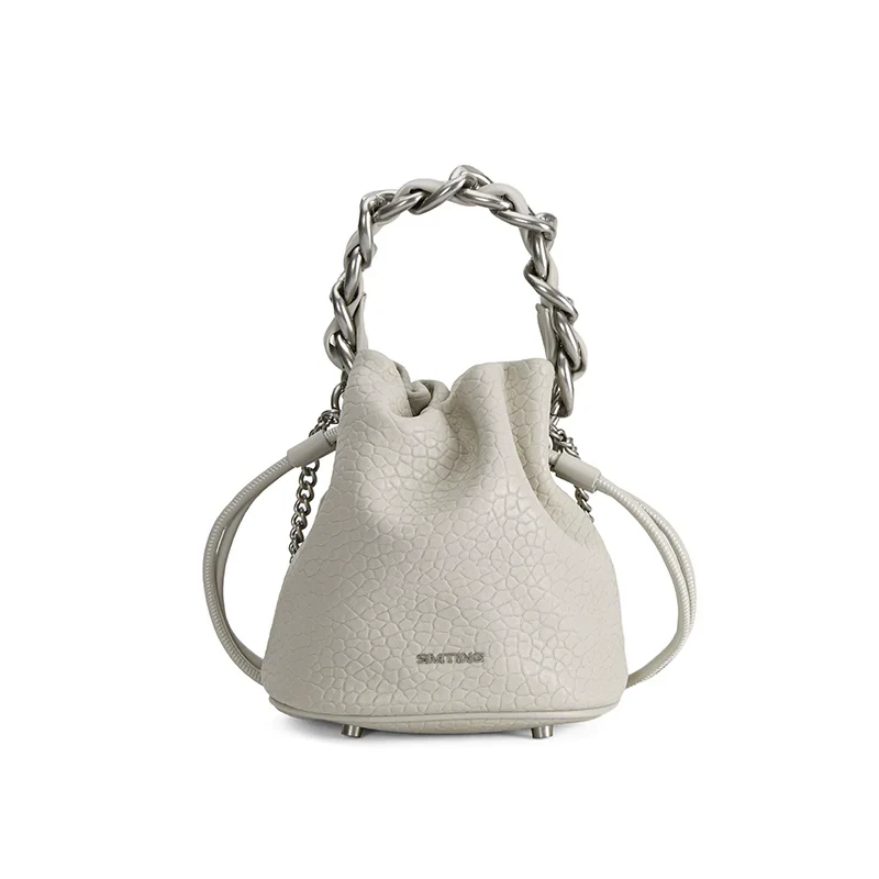 Cowhide Chain Bucket Bag