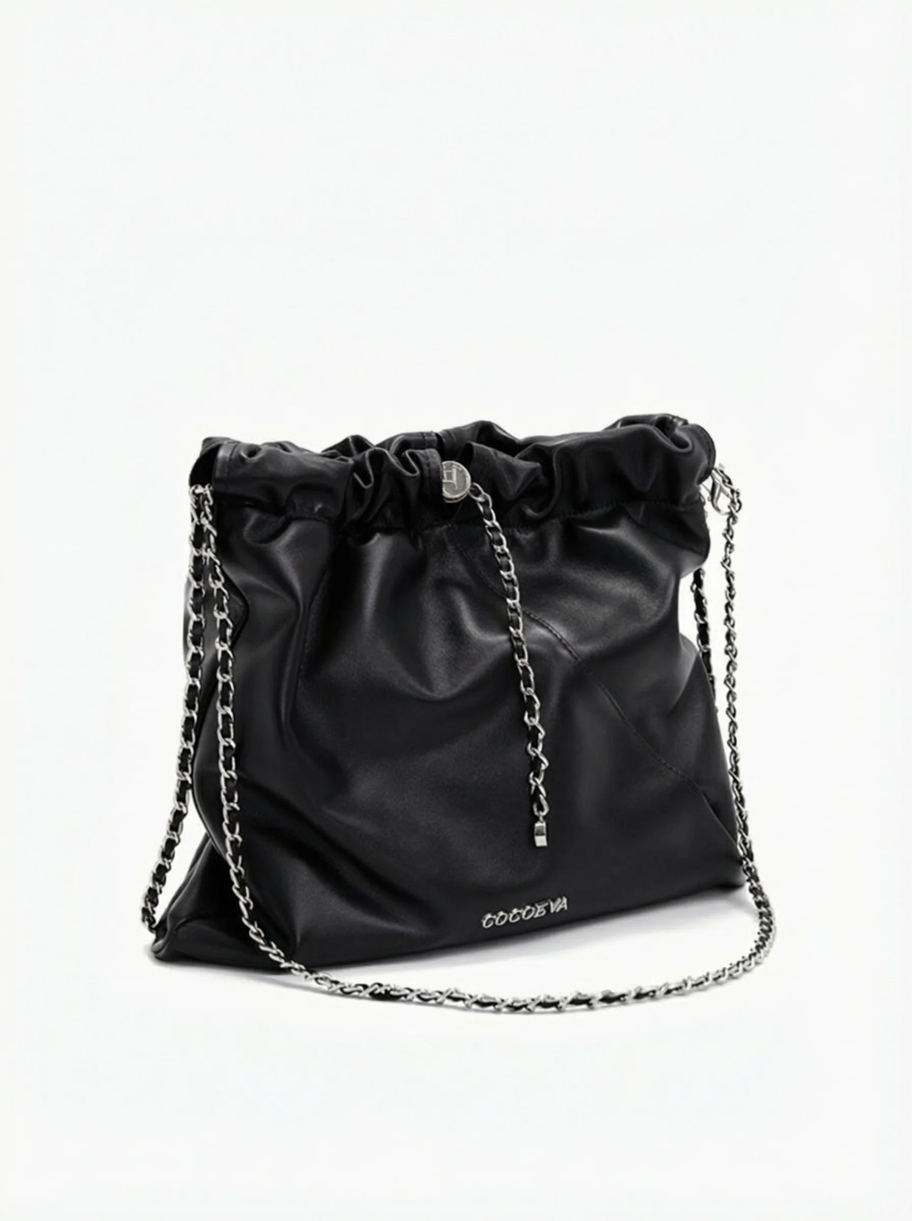Cowhide Drawstring Bucket Bag