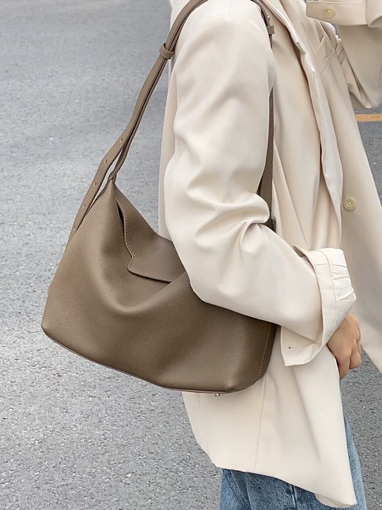 Cowhide Leather Hobo Tote