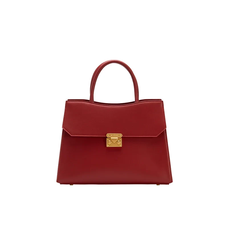 Cowhide Top-Handle Handbag
