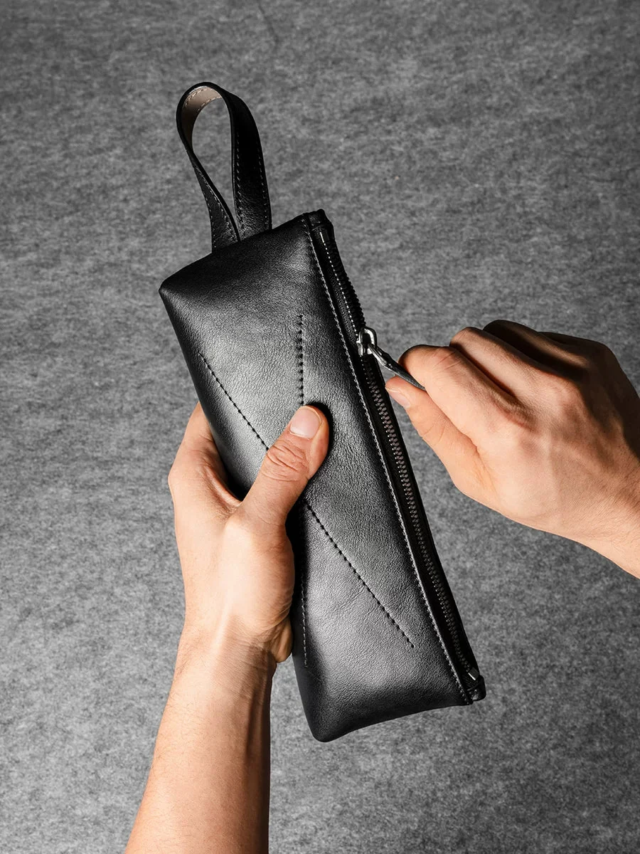 Cowhide Zip Wristlet Pouch