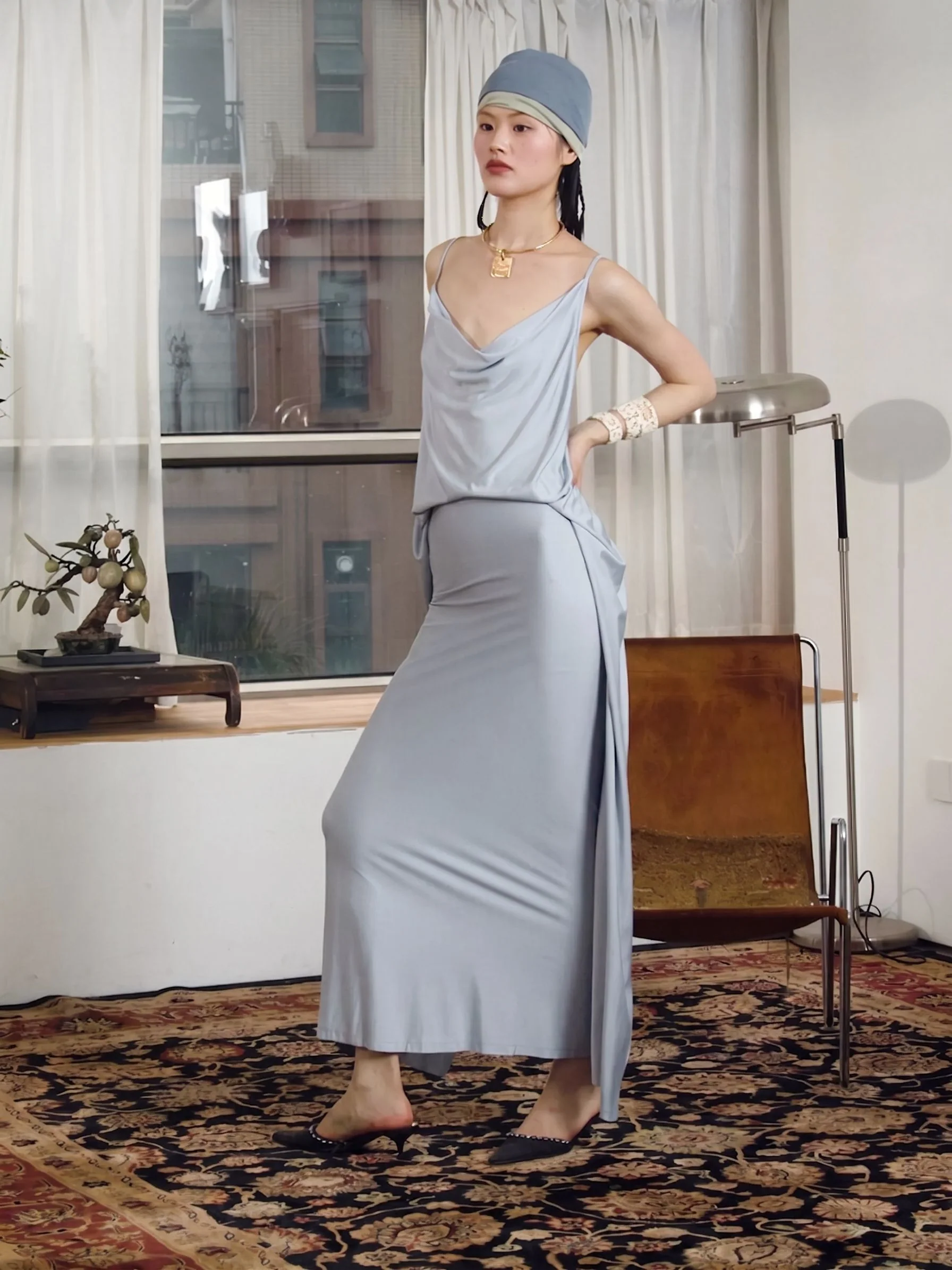 Cowl Drape Maxi Dress - Image 3