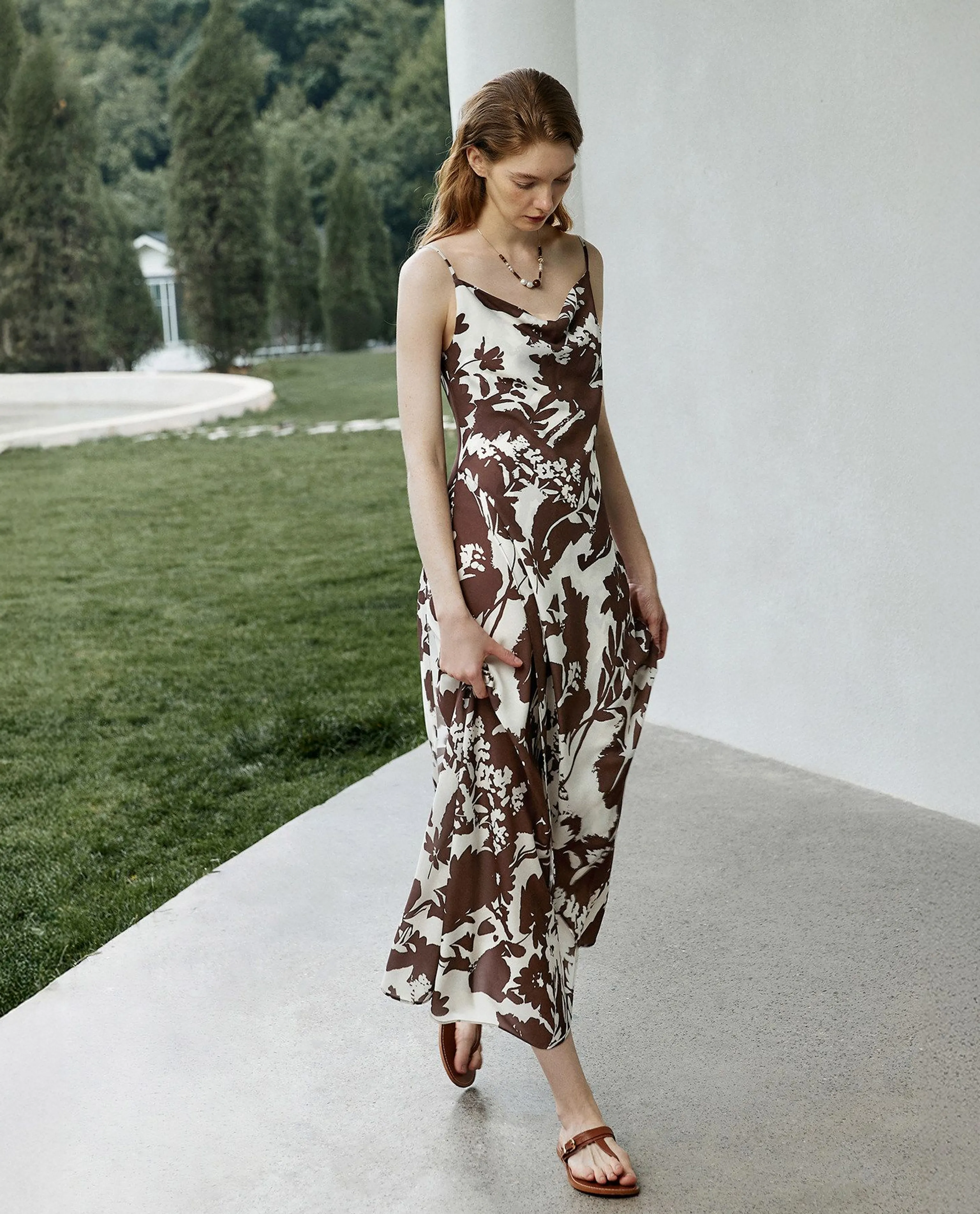 Cowl-Neck Printed Slip Dress - Image 5