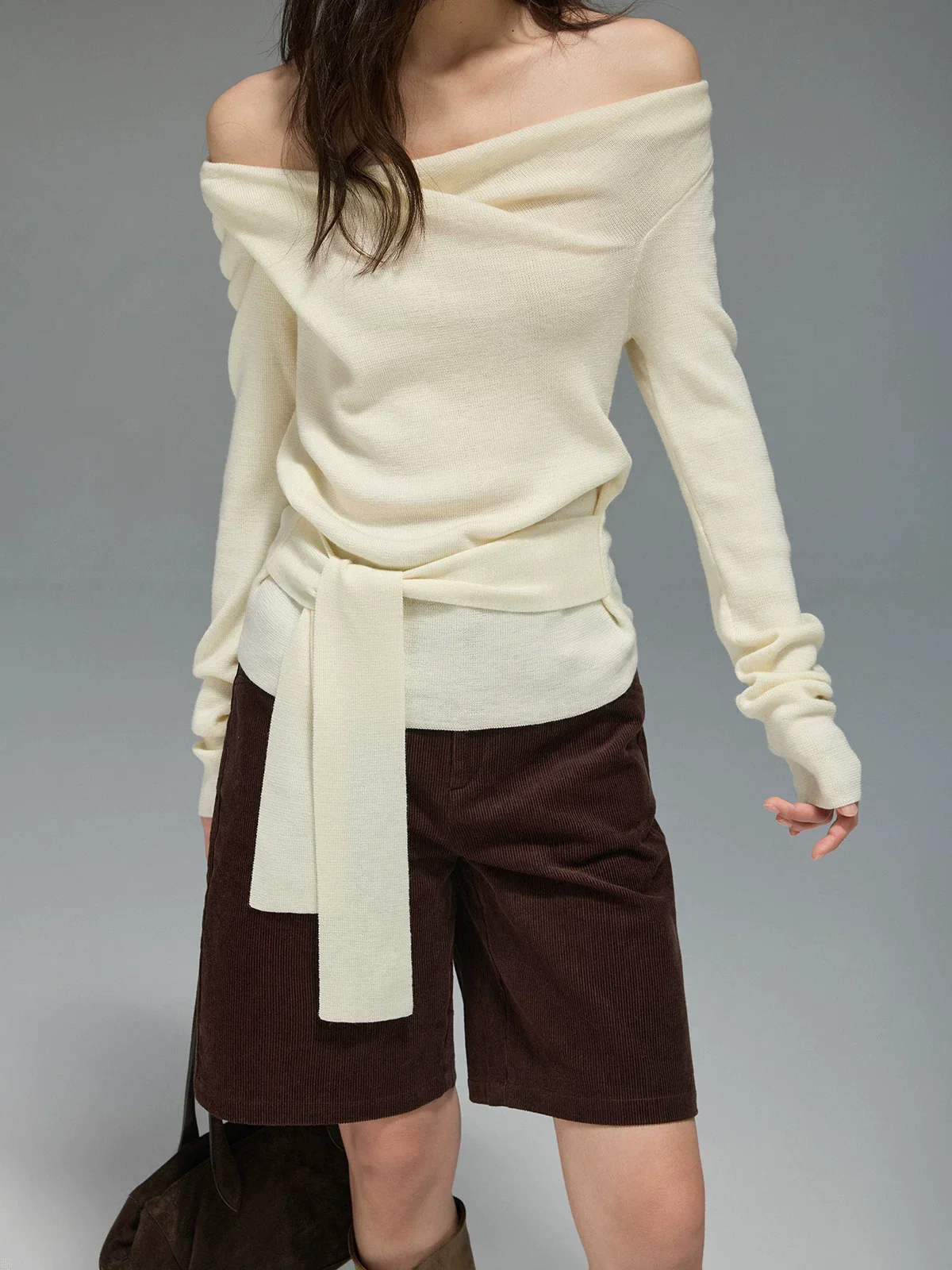 Cowl Neck Tie Sweater - Image 2