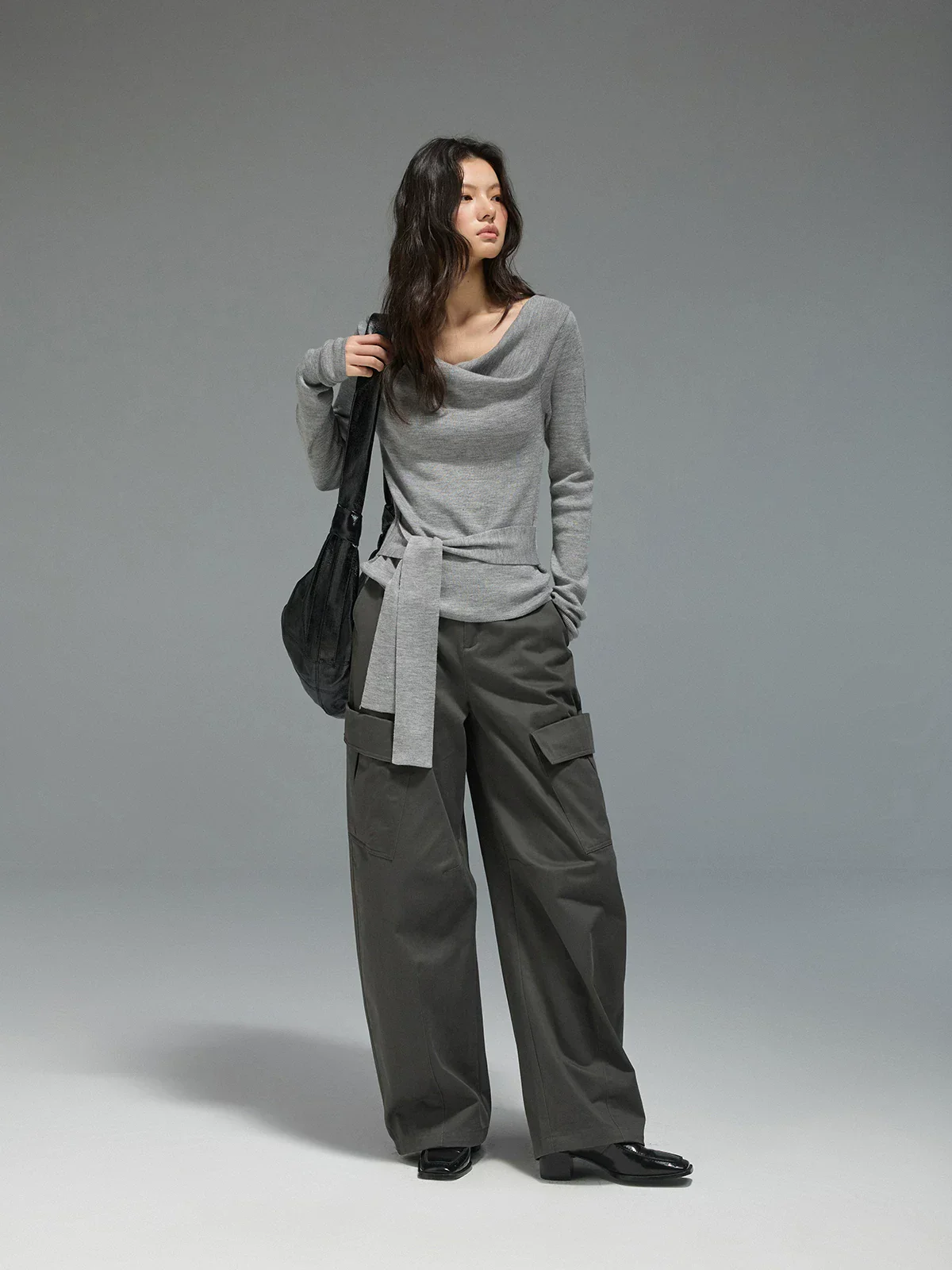Cowl Neck Tie Sweater - Image 3