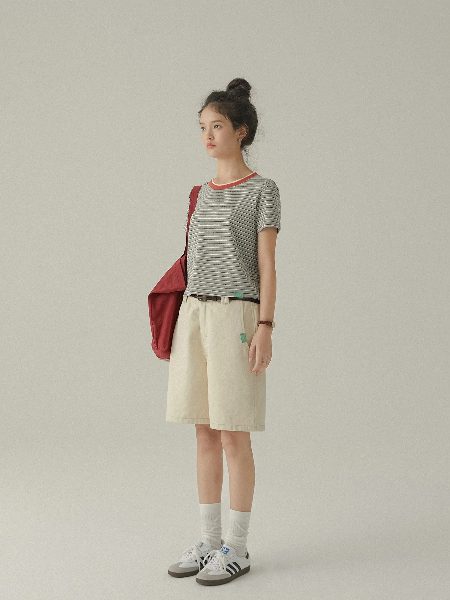 Cream Denim Shorts - Image 4