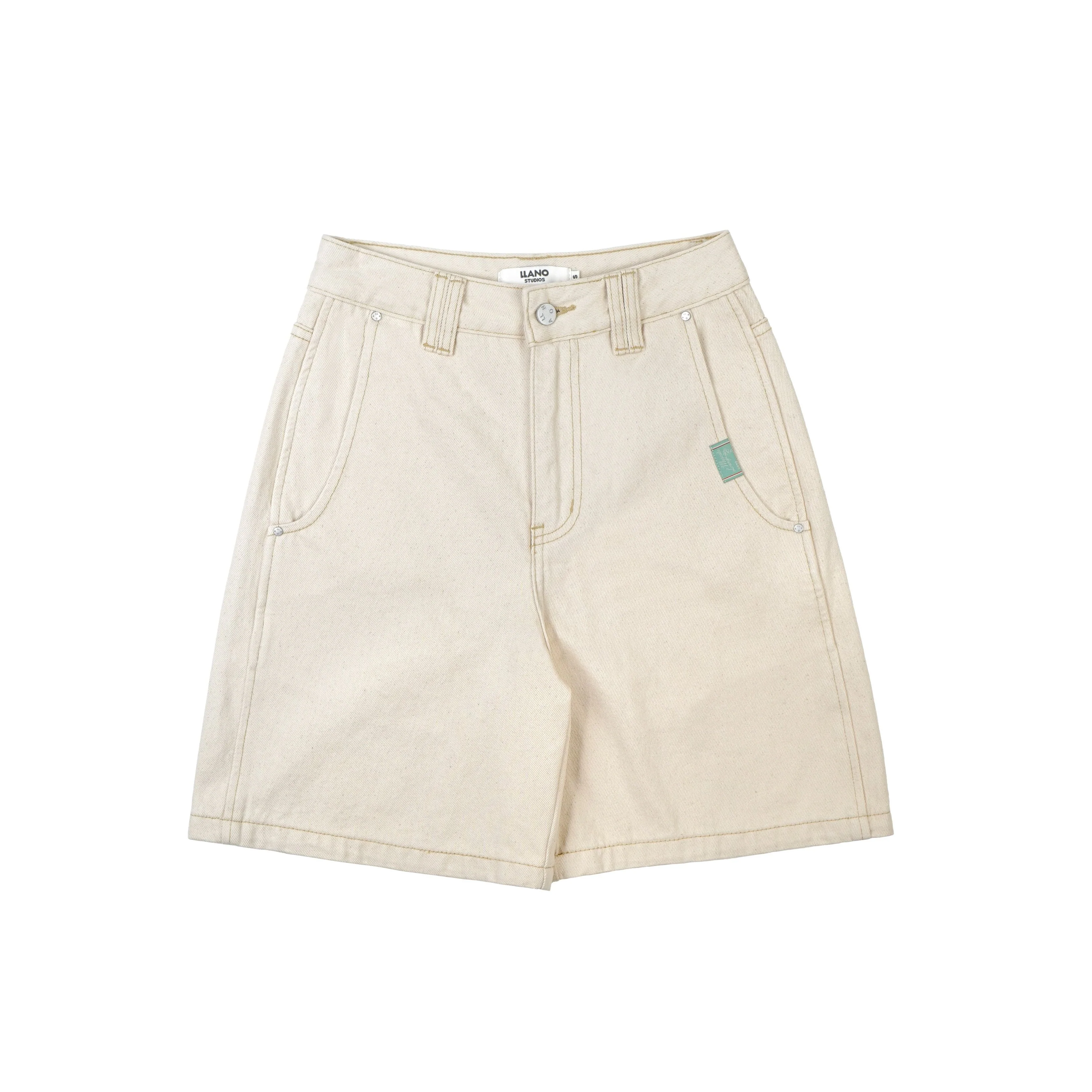 Cream Denim Shorts - Image 5