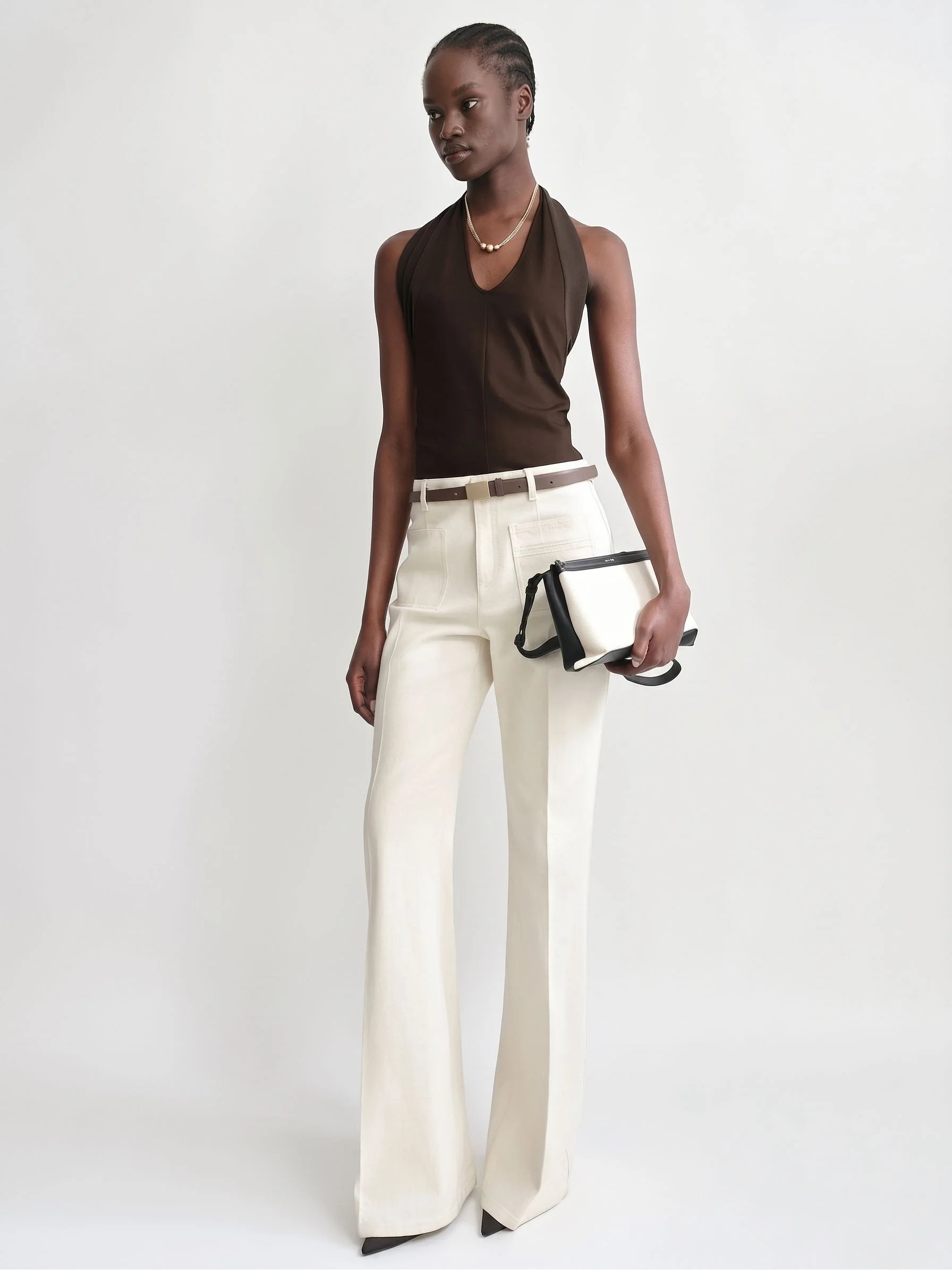 Cream Flare Jeans - Image 3