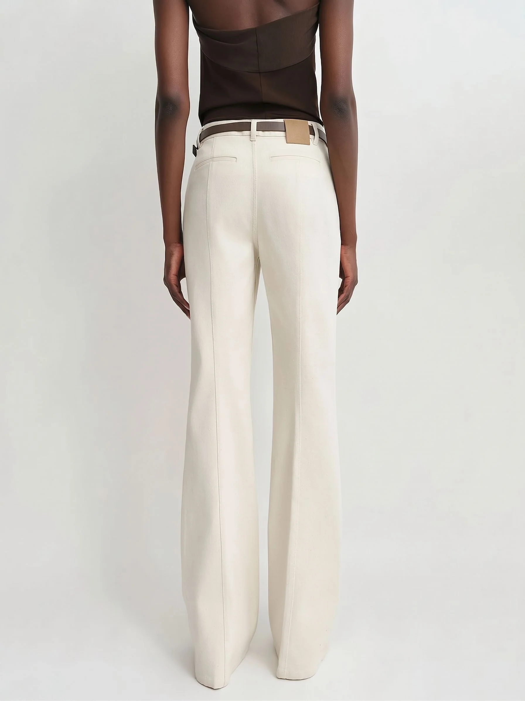 Cream Flare Jeans - Image 4