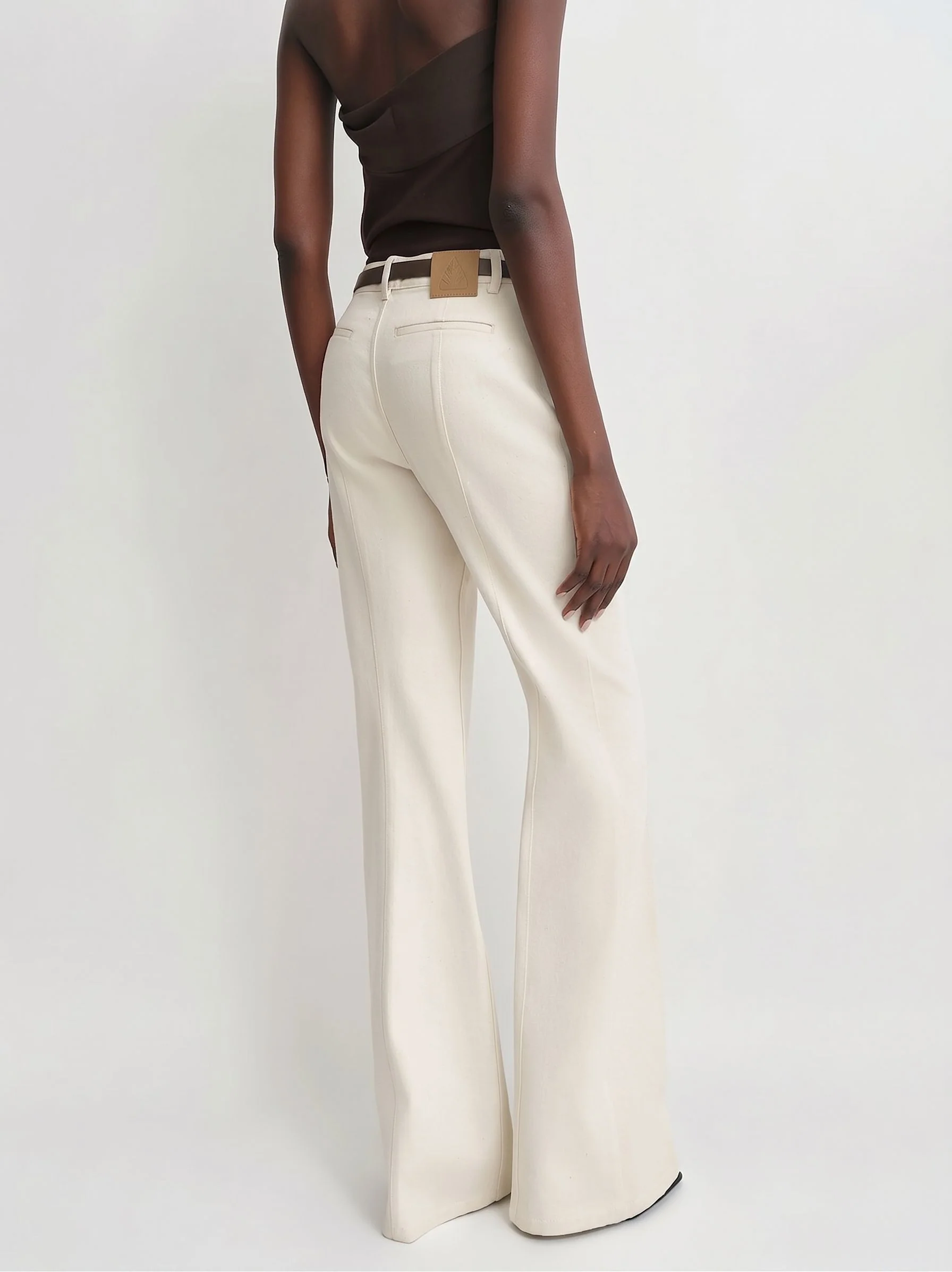 Cream Flare Jeans - Image 5