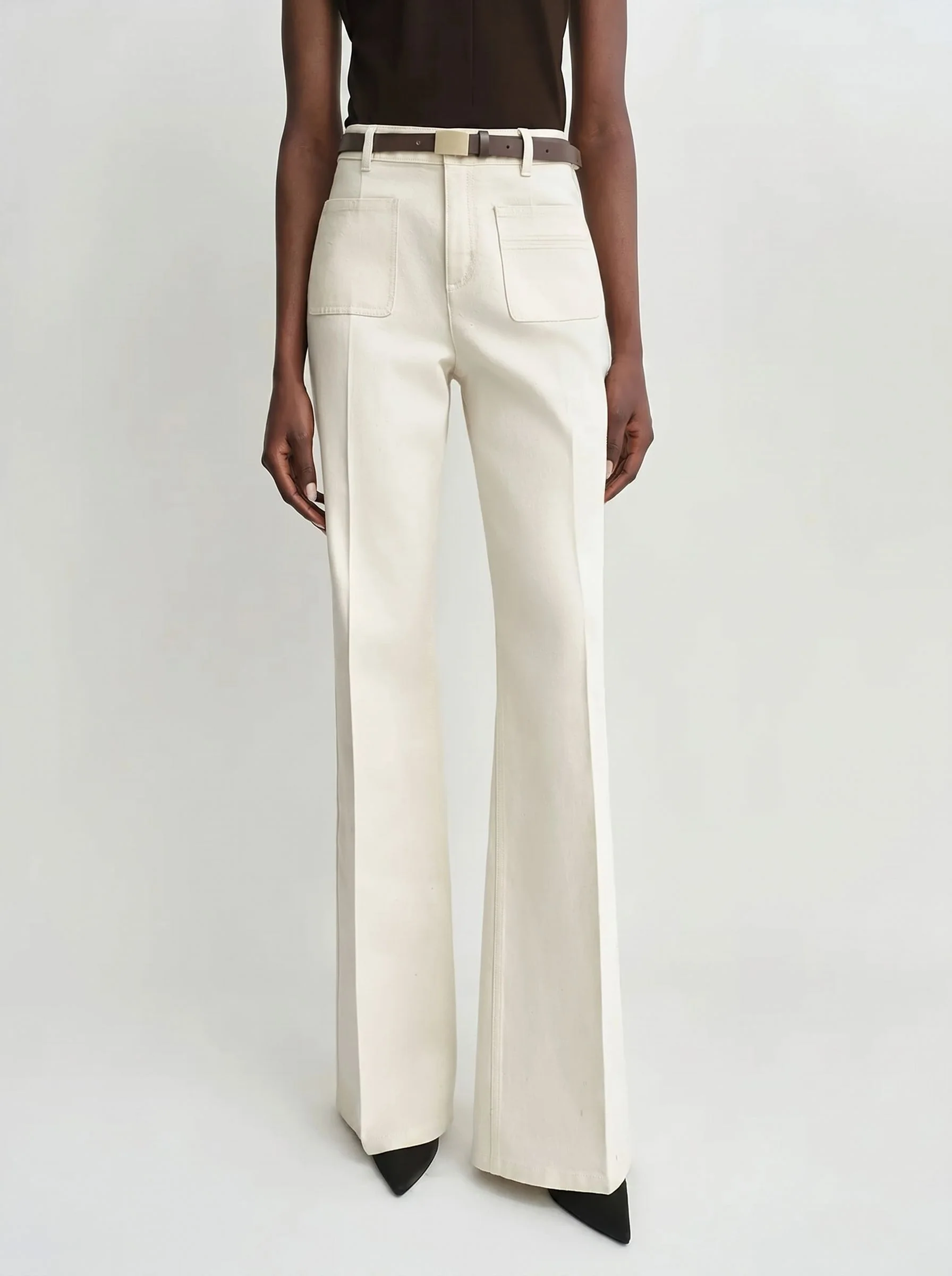 Cream Flare Jeans - Image 7