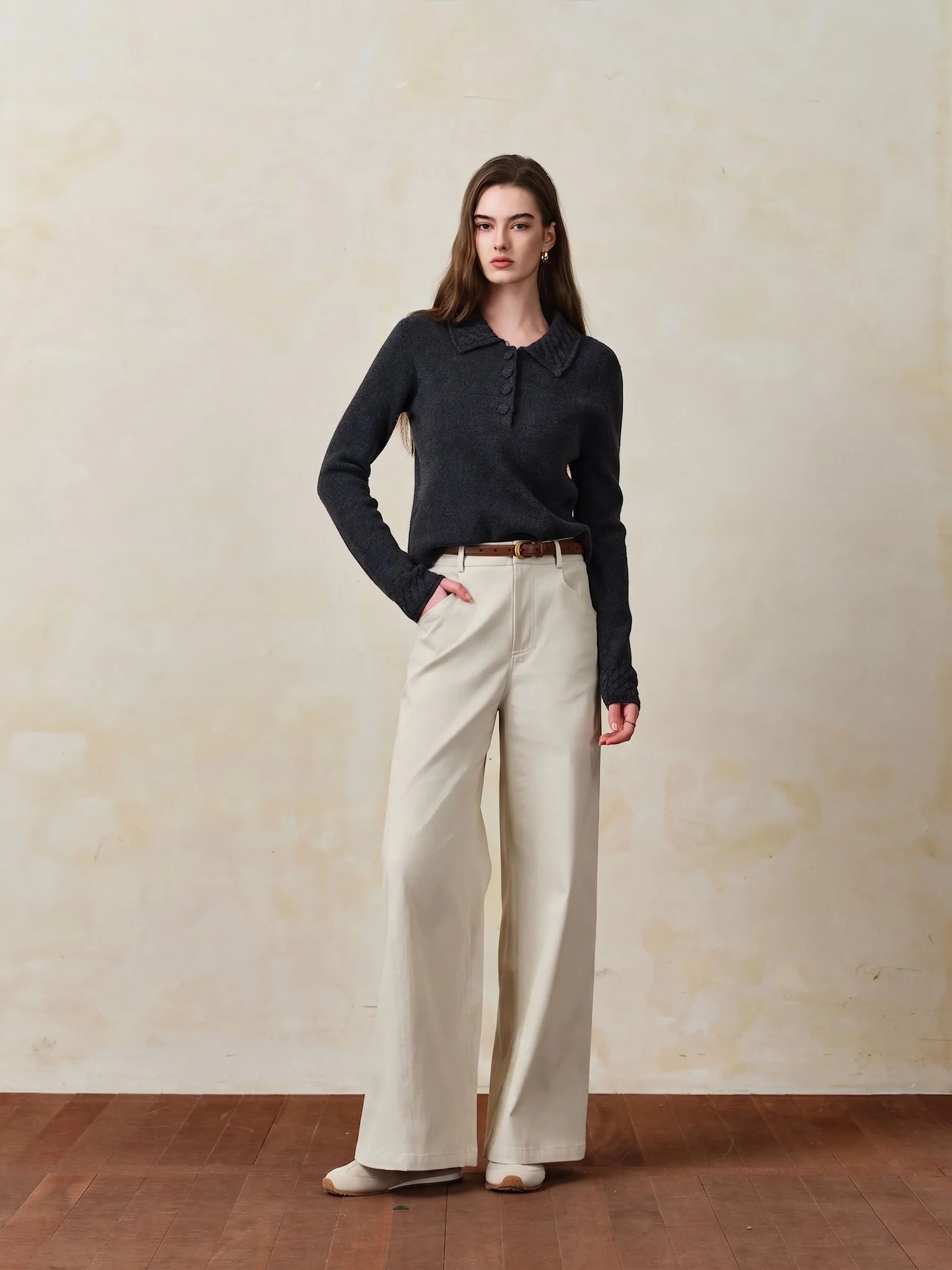 Cream Wide-Leg Pants - Image 2