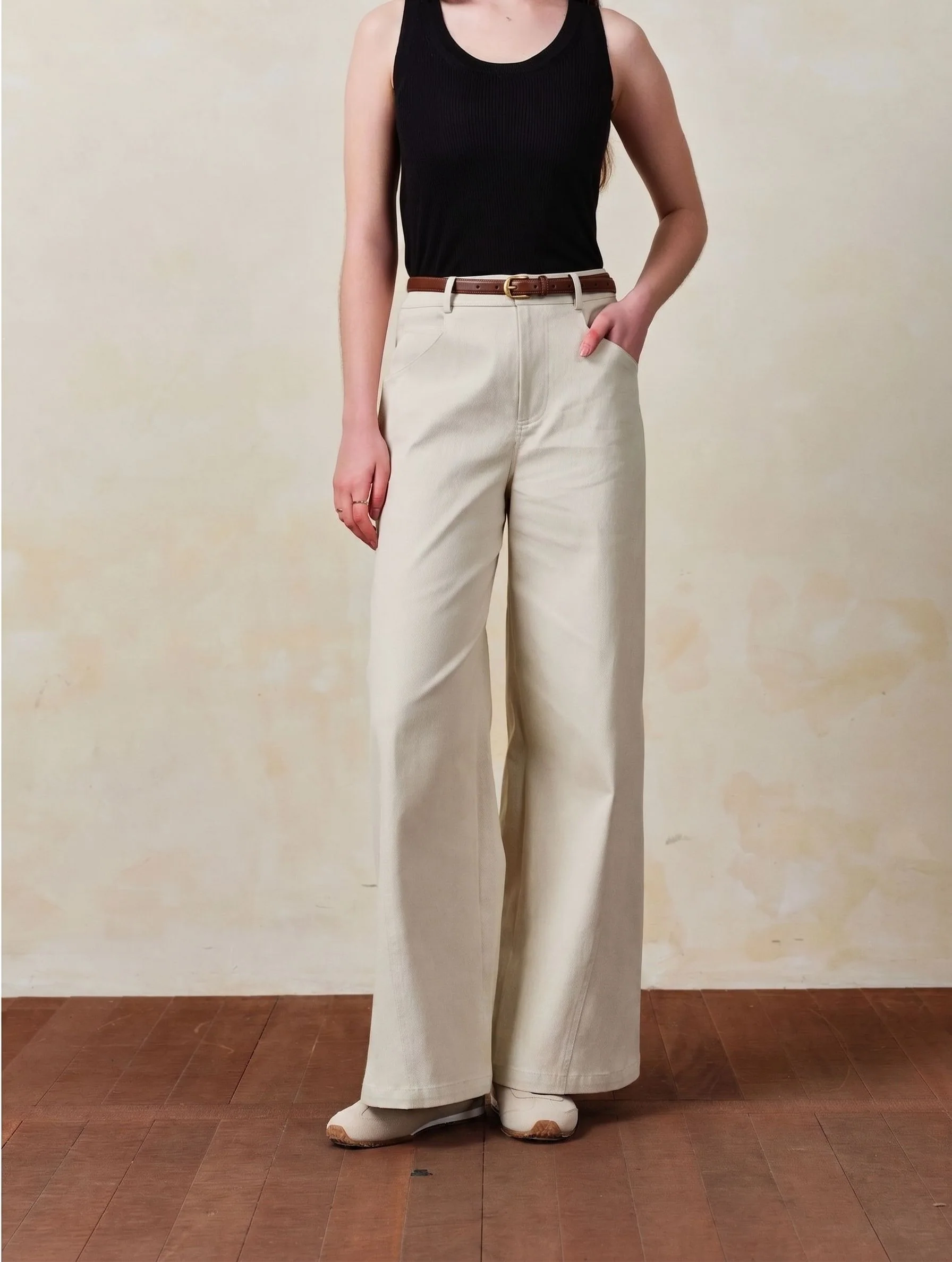 Cream Wide-Leg Pants - Image 4