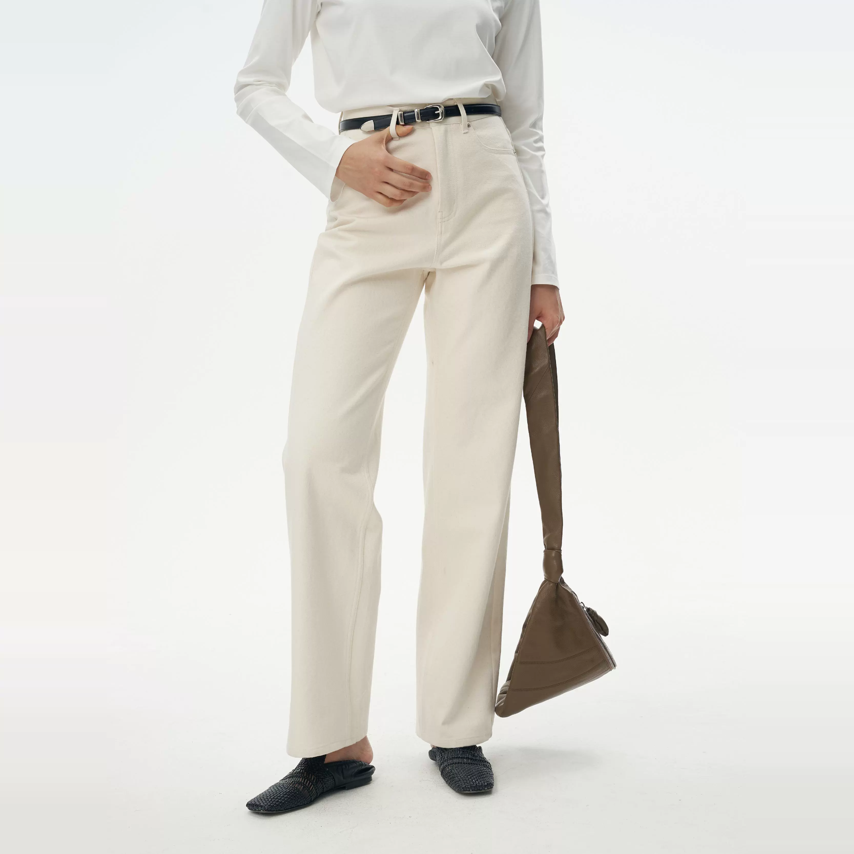 Cream Wide-Leg Trousers - Image 4