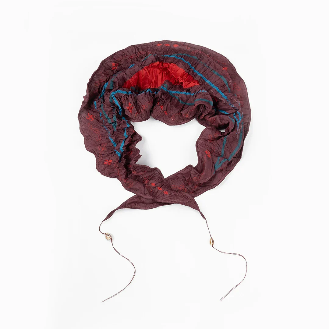 Creased Drawstring Silk Scarf - Image 5