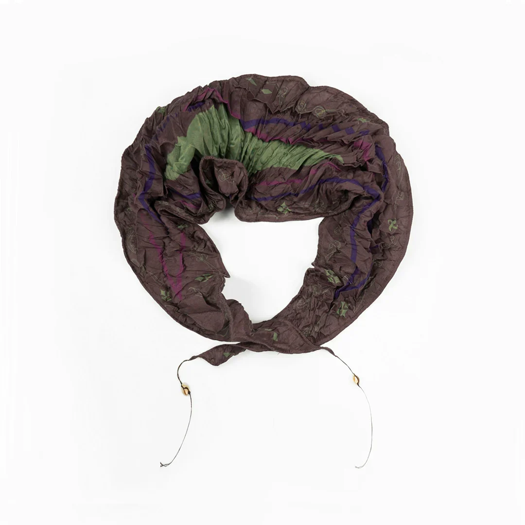 Creased Drawstring Silk Scarf - Image 6