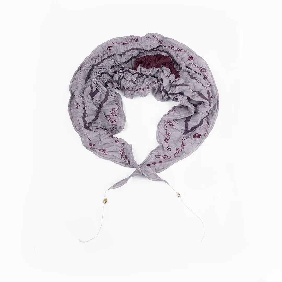 Creased Drawstring Silk Scarf - Image 7