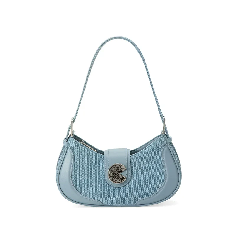 Crescent Denim Shoulder Bag