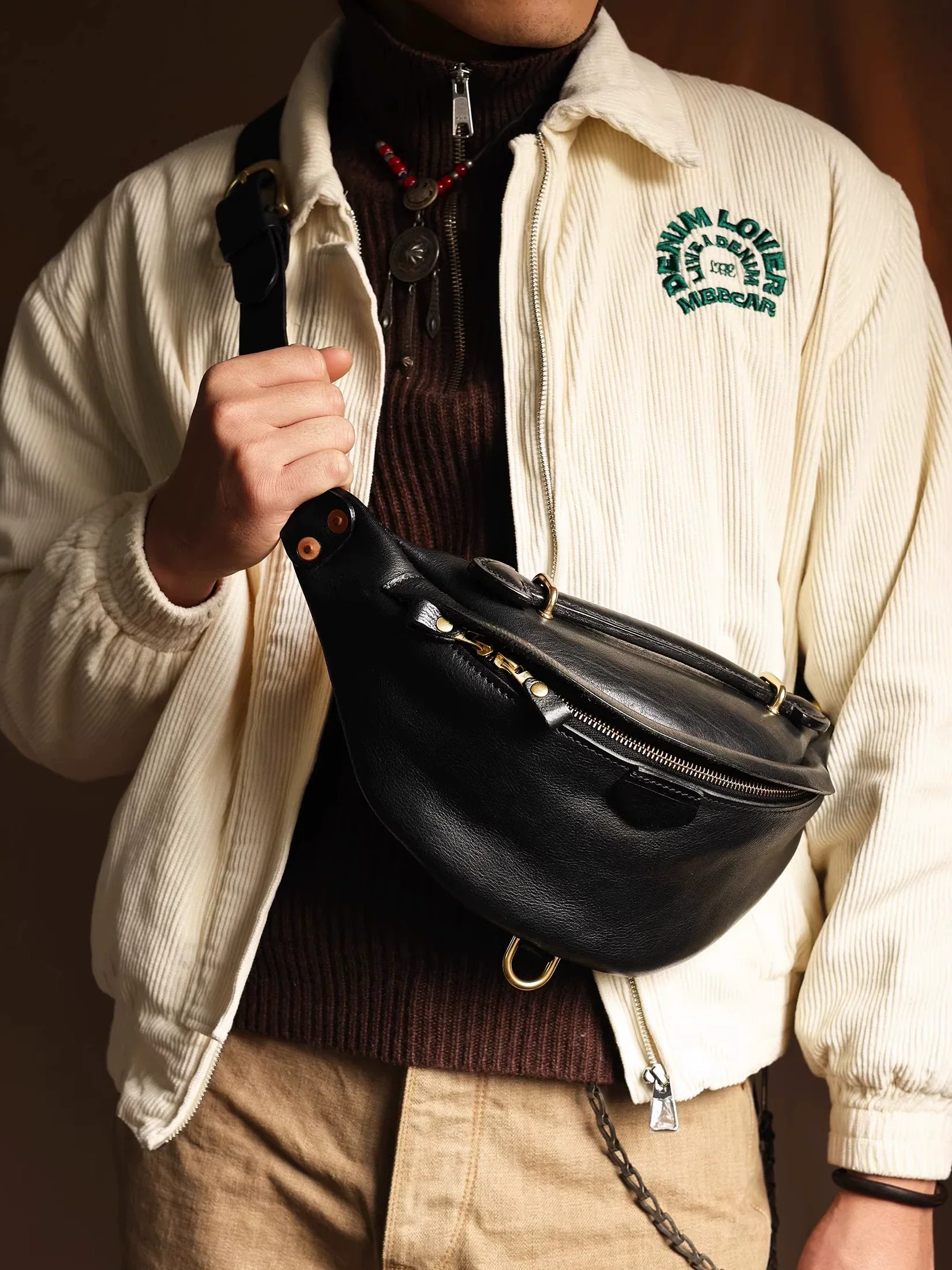 Crescent Leather Sling Bag - Image 2