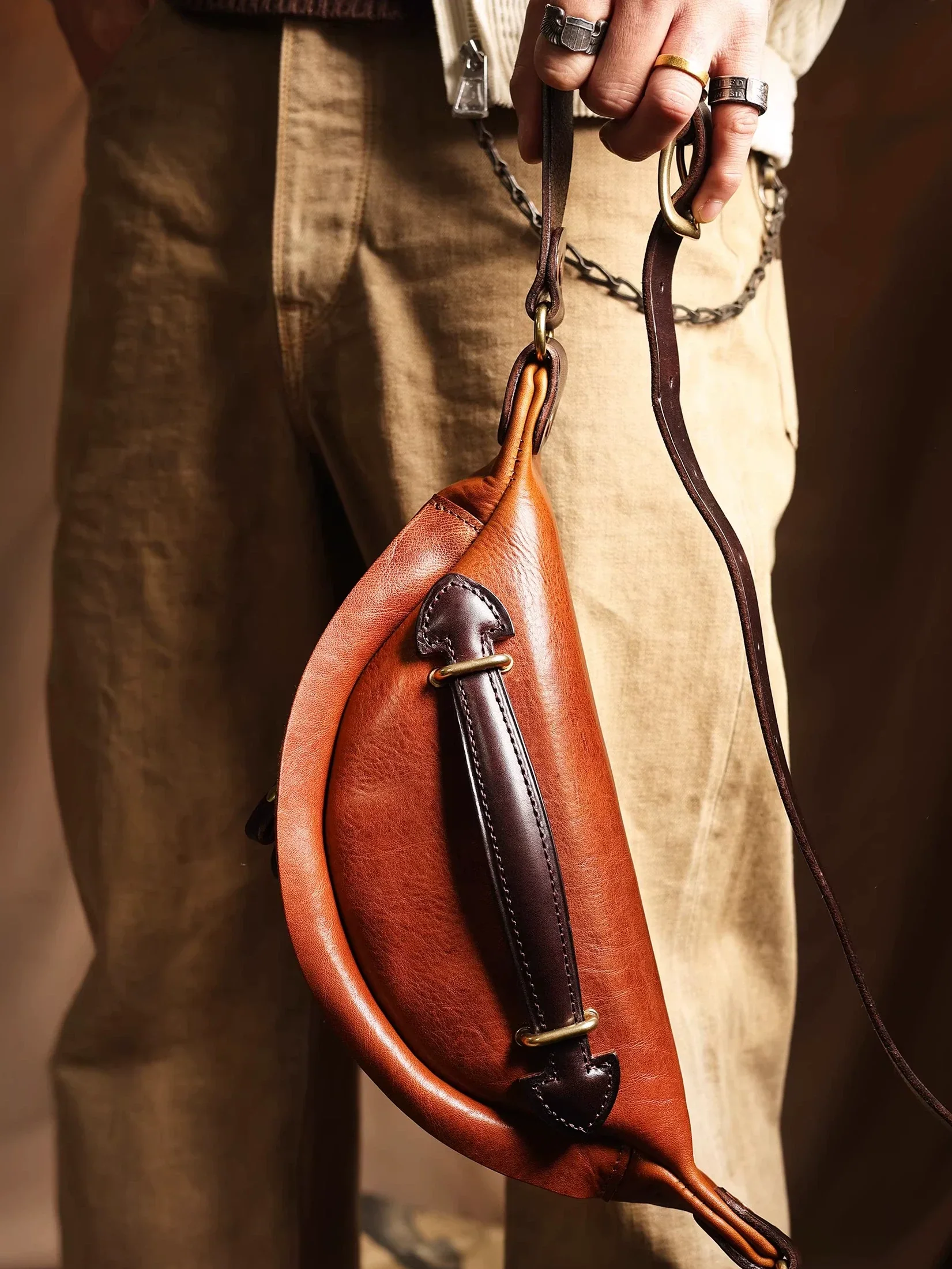 Crescent Leather Sling Bag - Image 3