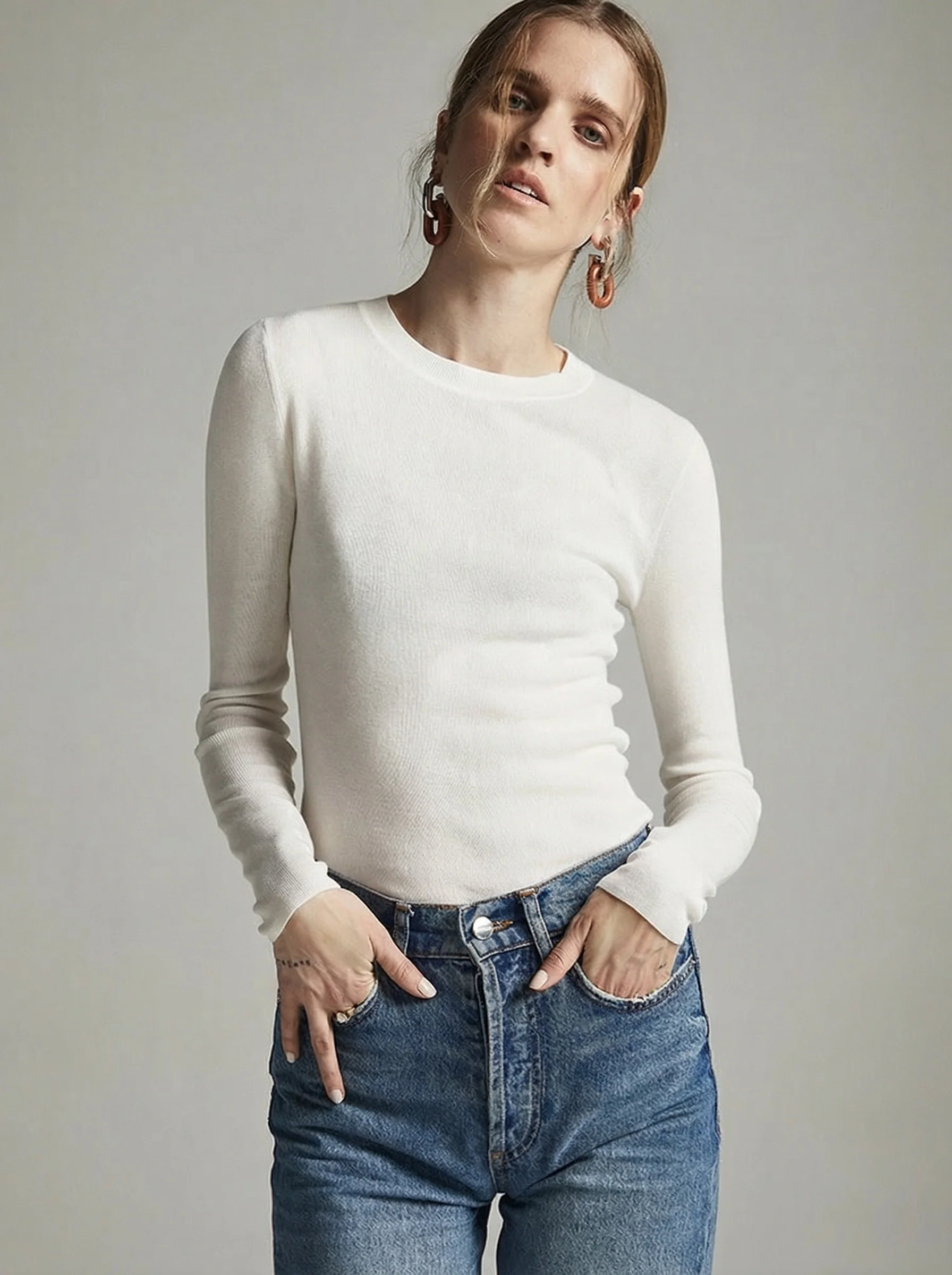 Crew Neck Cashmere Blend Top