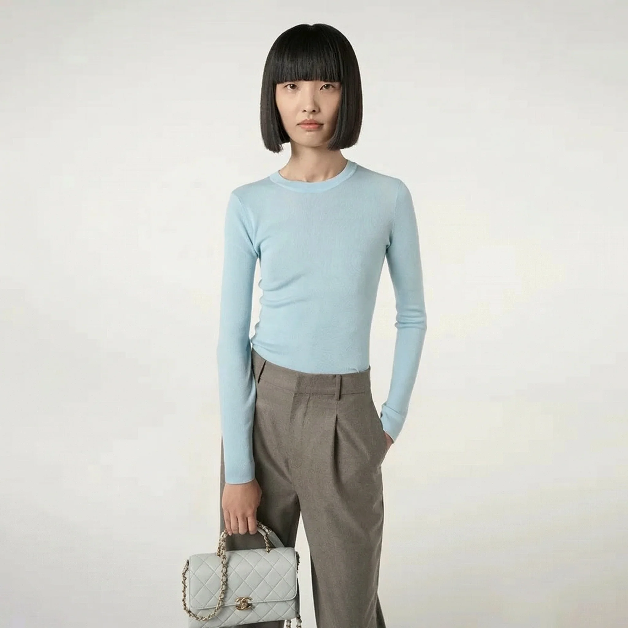 Crew Neck Cashmere Blend Top - Image 6