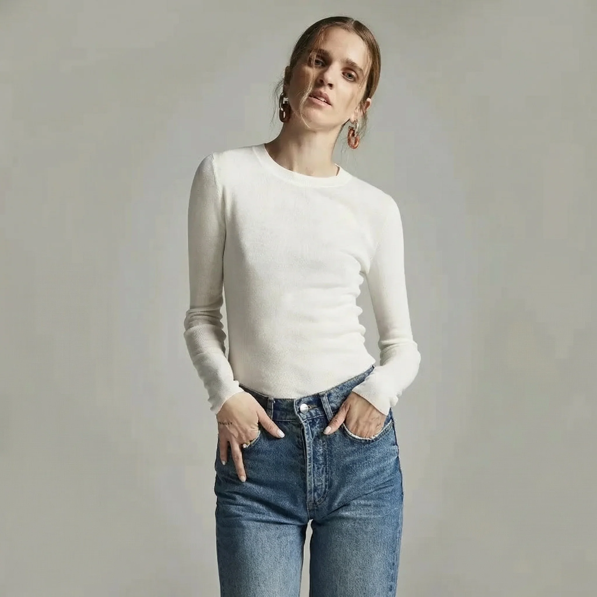 Crew Neck Cashmere Blend Top - Image 7