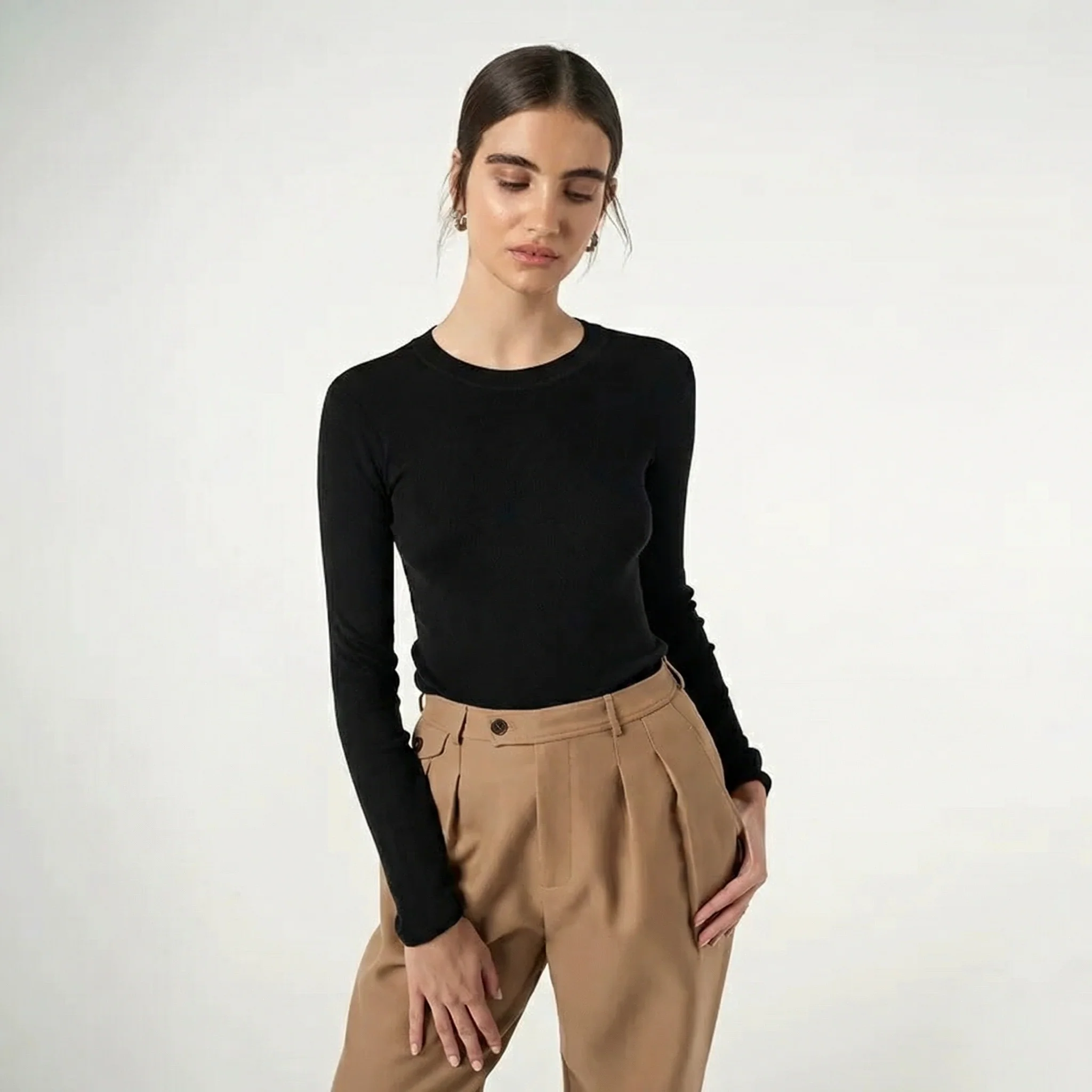 Crew Neck Cashmere Blend Top - Image 8
