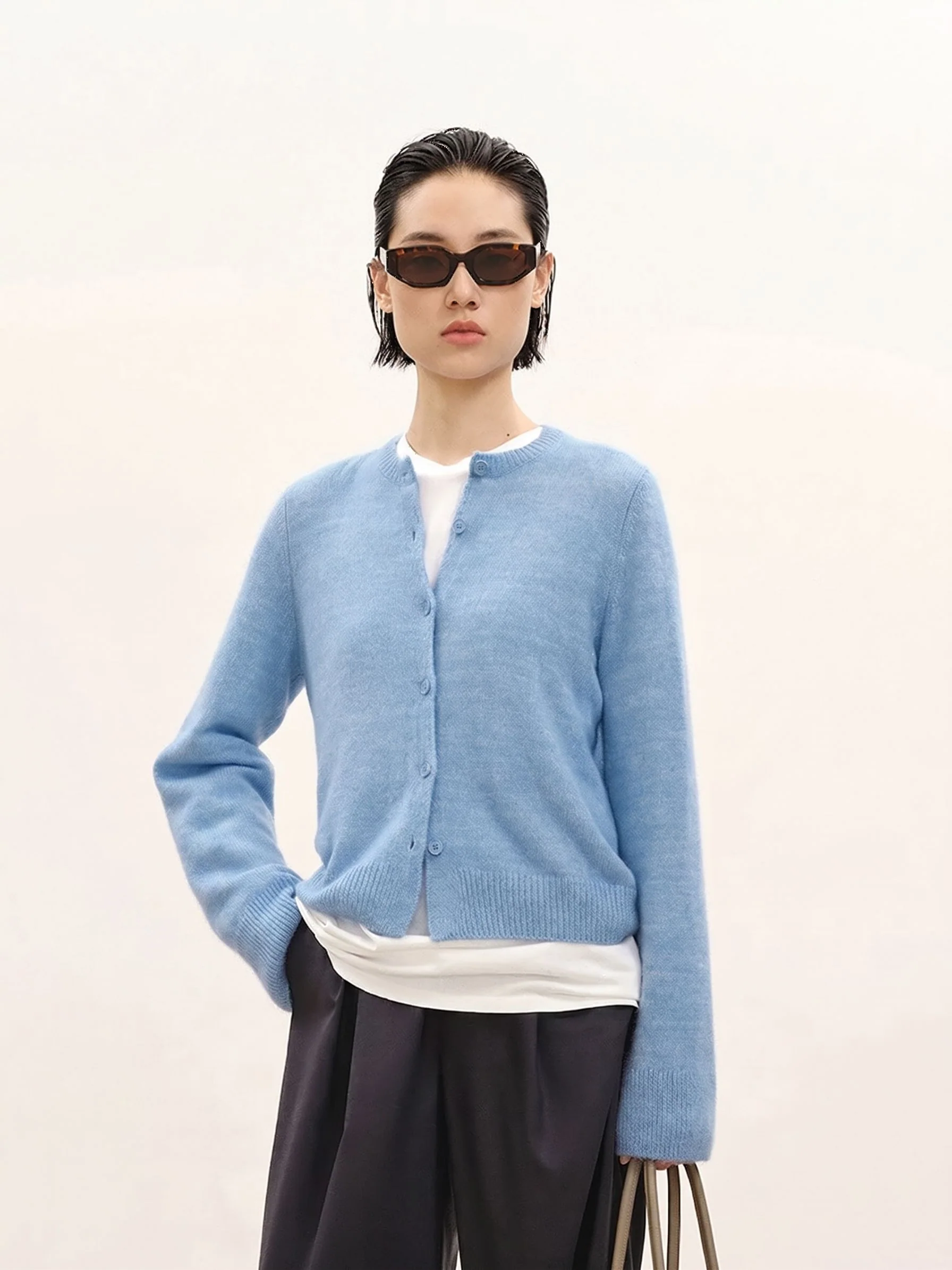 Crewneck Knit Cardigan
