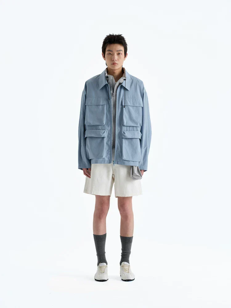 Crinkle Cotton-Blend Utility Jacket - Image 3