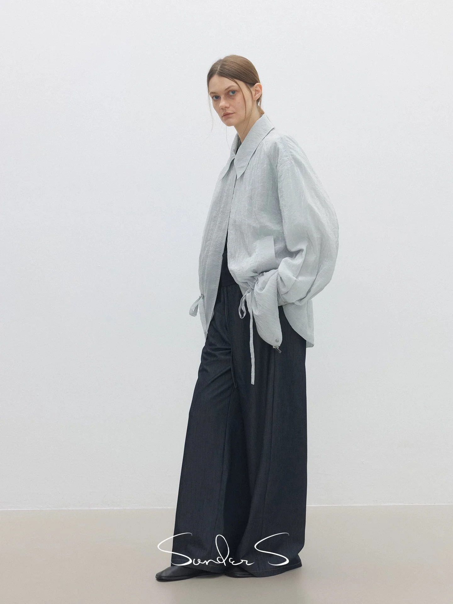 Crinkle Drawstring Shirt Jacket - Image 2