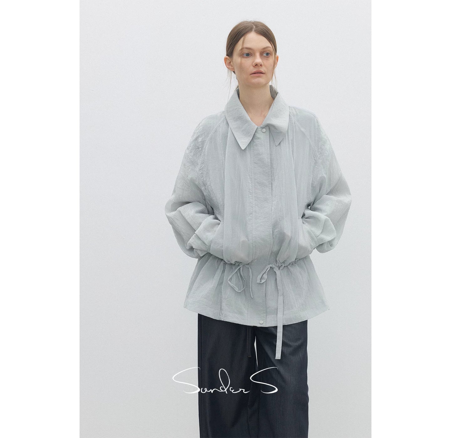 Crinkle Drawstring Shirt Jacket - Image 4