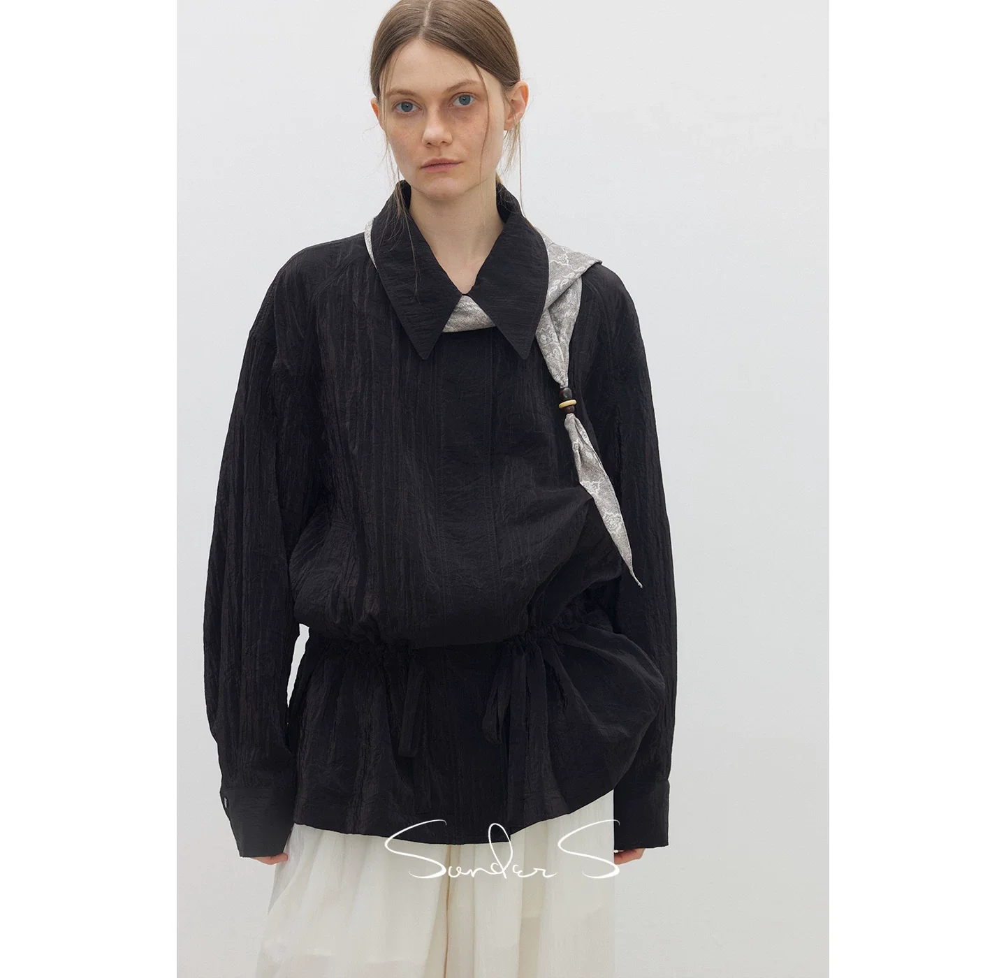 Crinkle Drawstring Shirt Jacket - Image 5