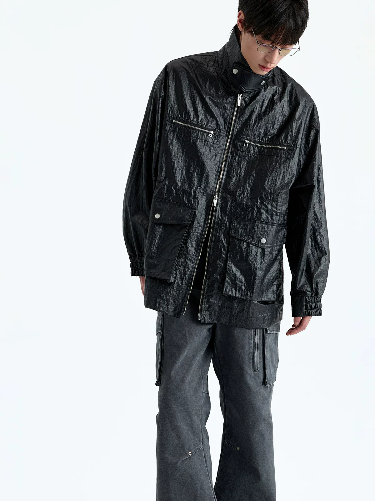 Crinkle Zip Utility Jacket - Image 4