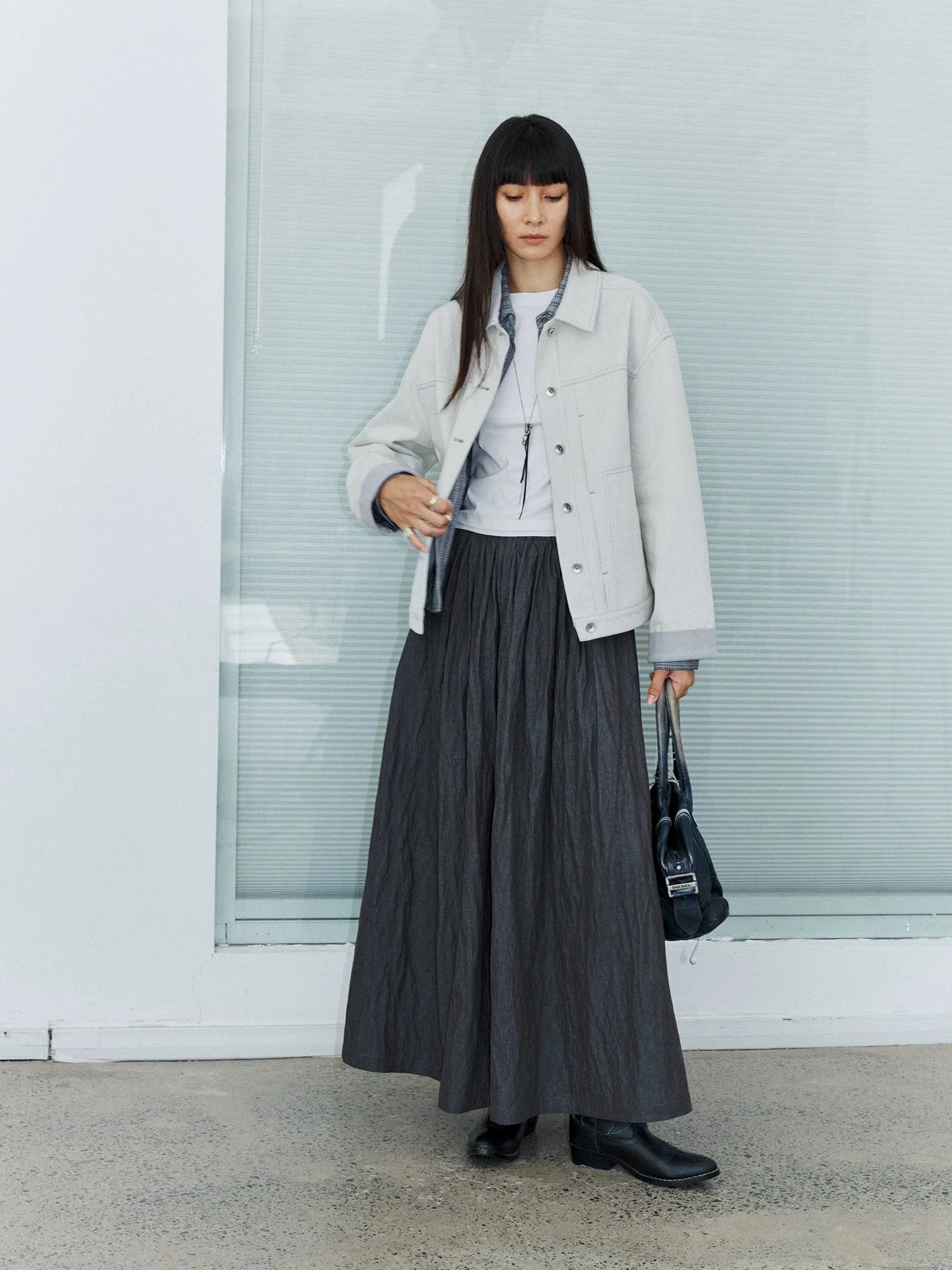 Crinkled A-Line Maxi Skirt - Image 2