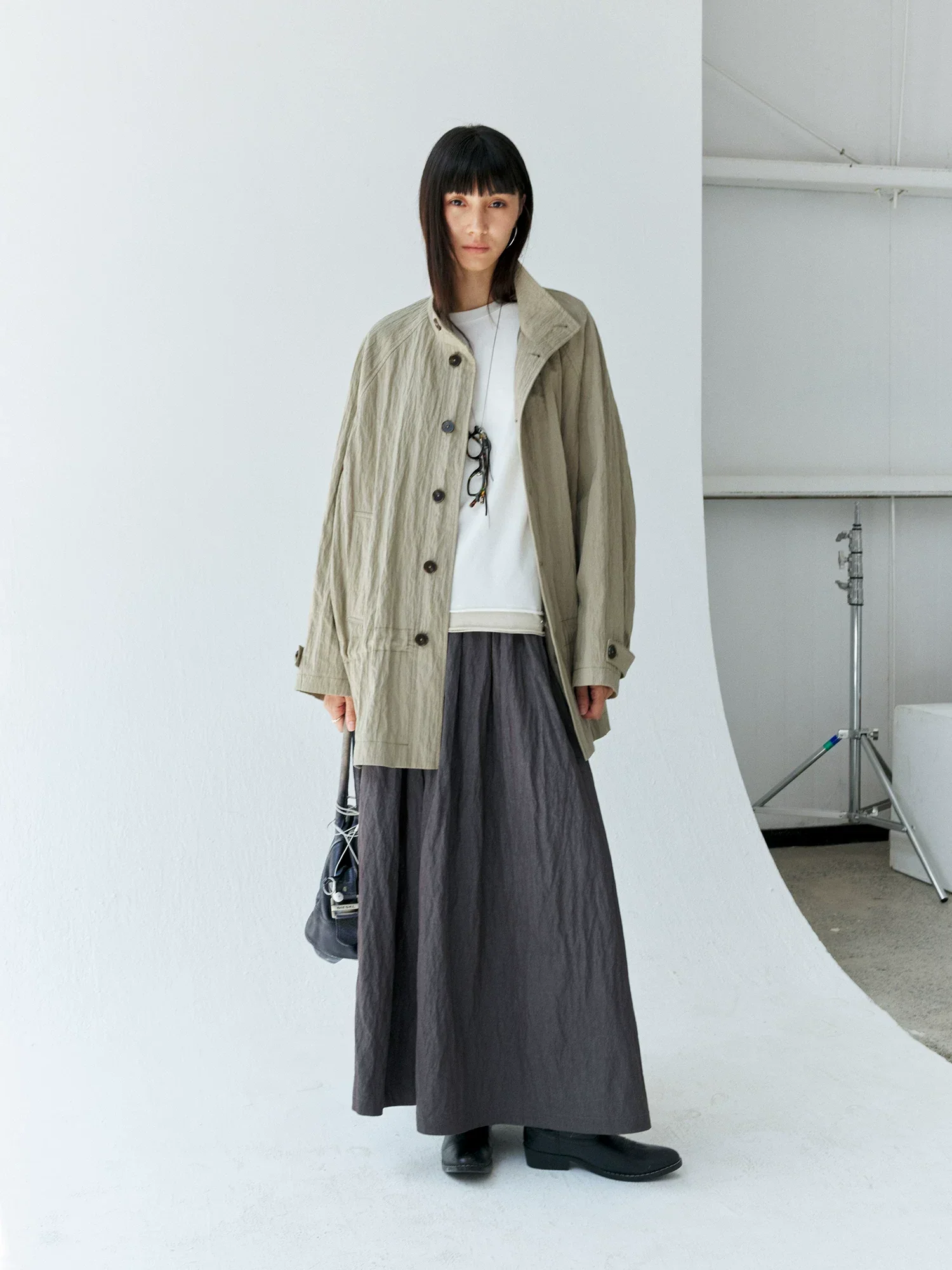 Crinkled A-Line Maxi Skirt - Image 3