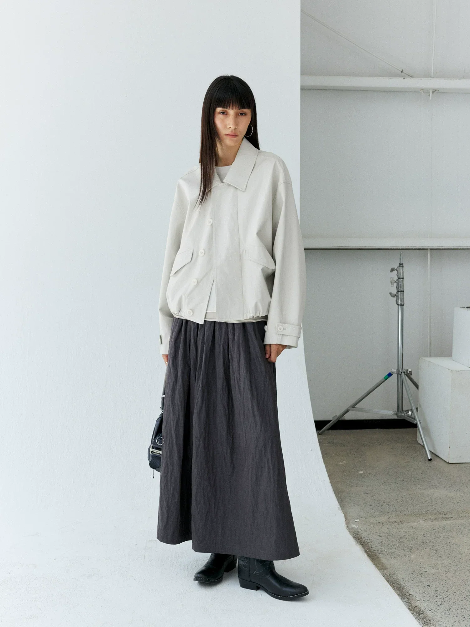 Crinkled A-Line Maxi Skirt - Image 4