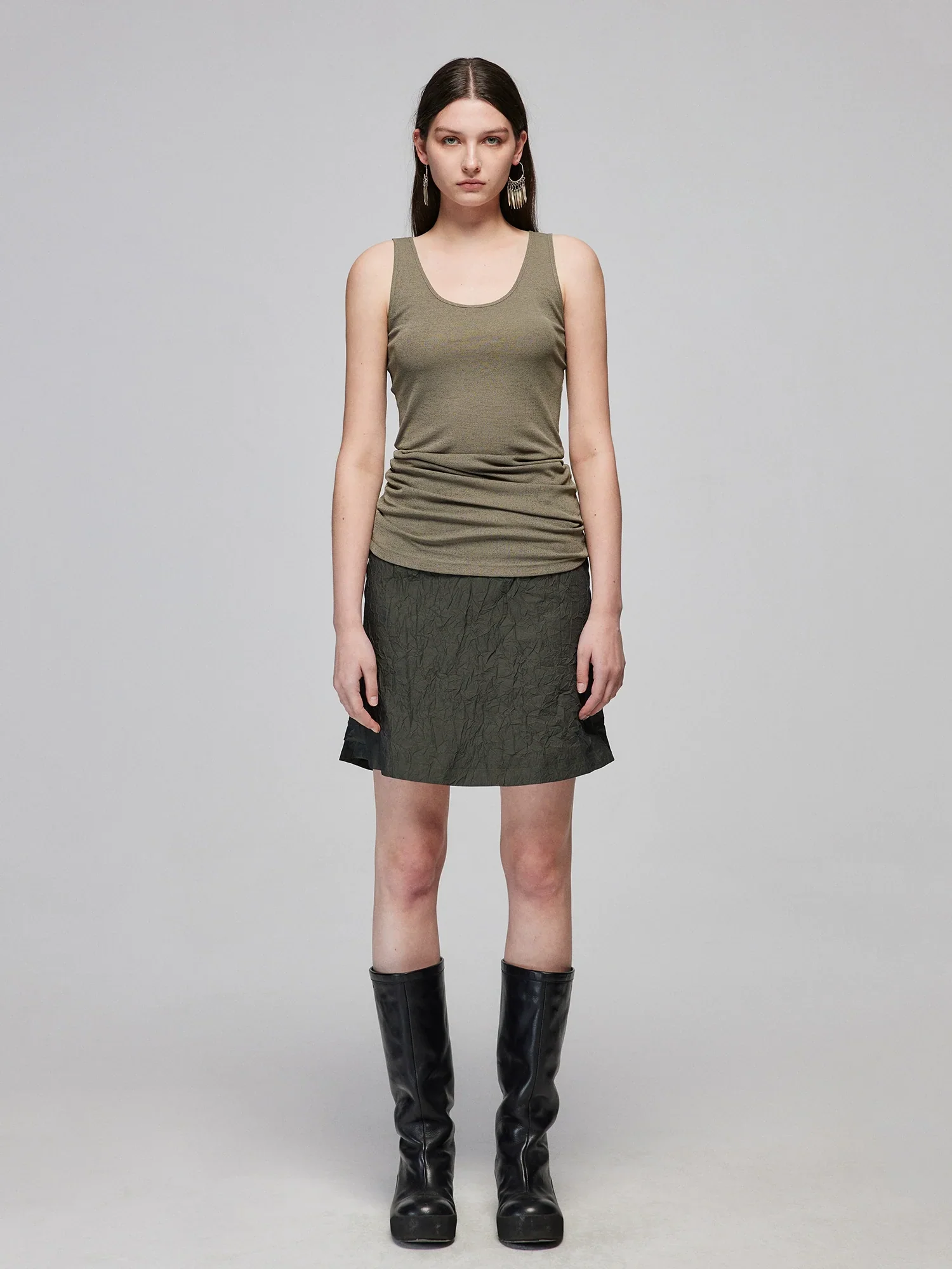 Crinkled A-Line Mini Skirt - Image 2