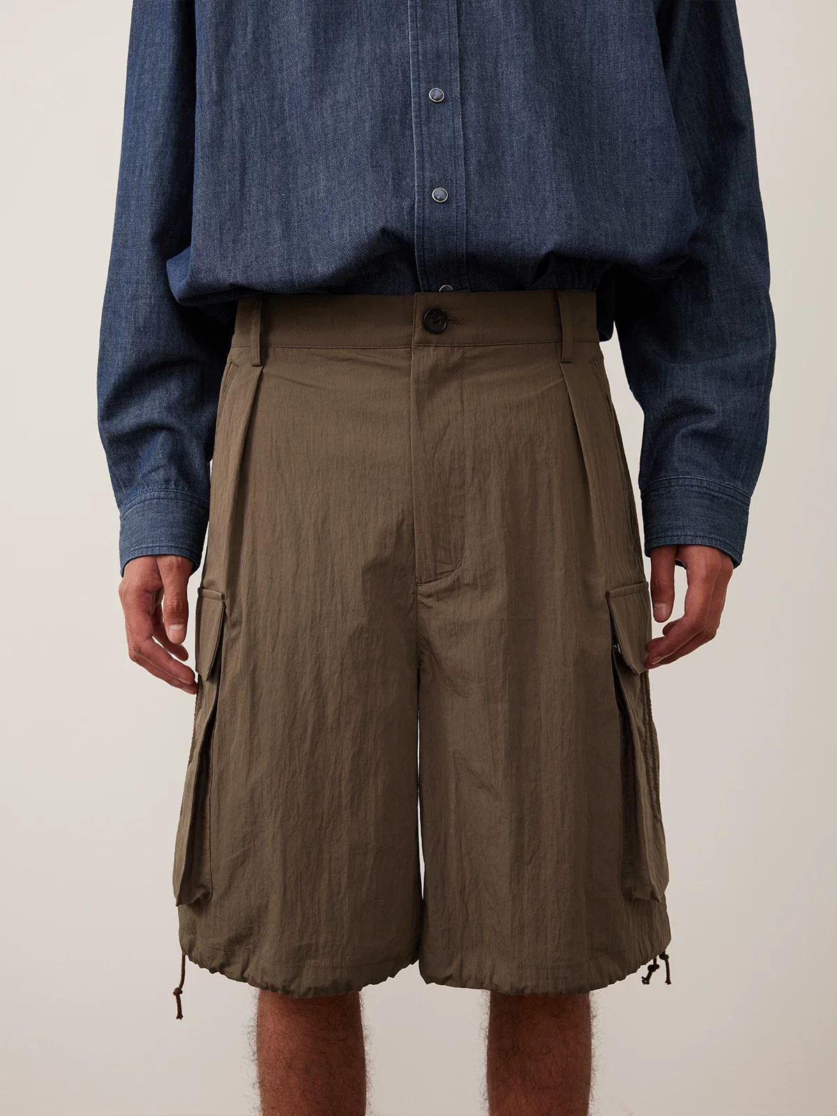 Crinkled Cargo Shorts