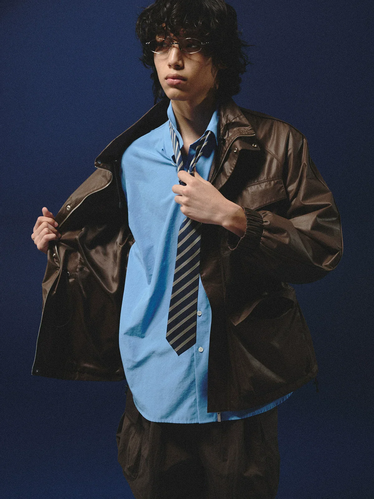 Crinkled Cotton-Blend Button-Up